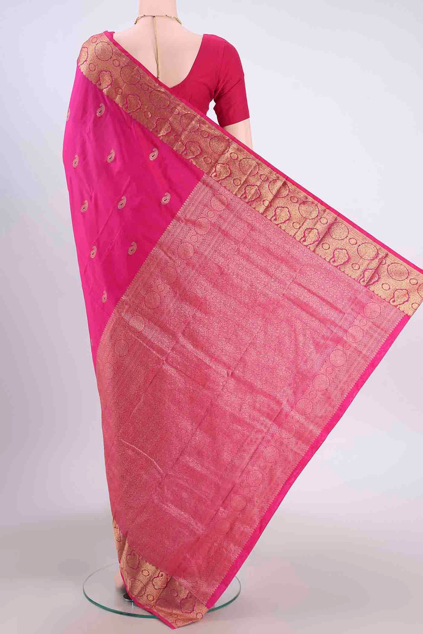 Rani Pink Blended Bangalore Silk Saree - Image 3