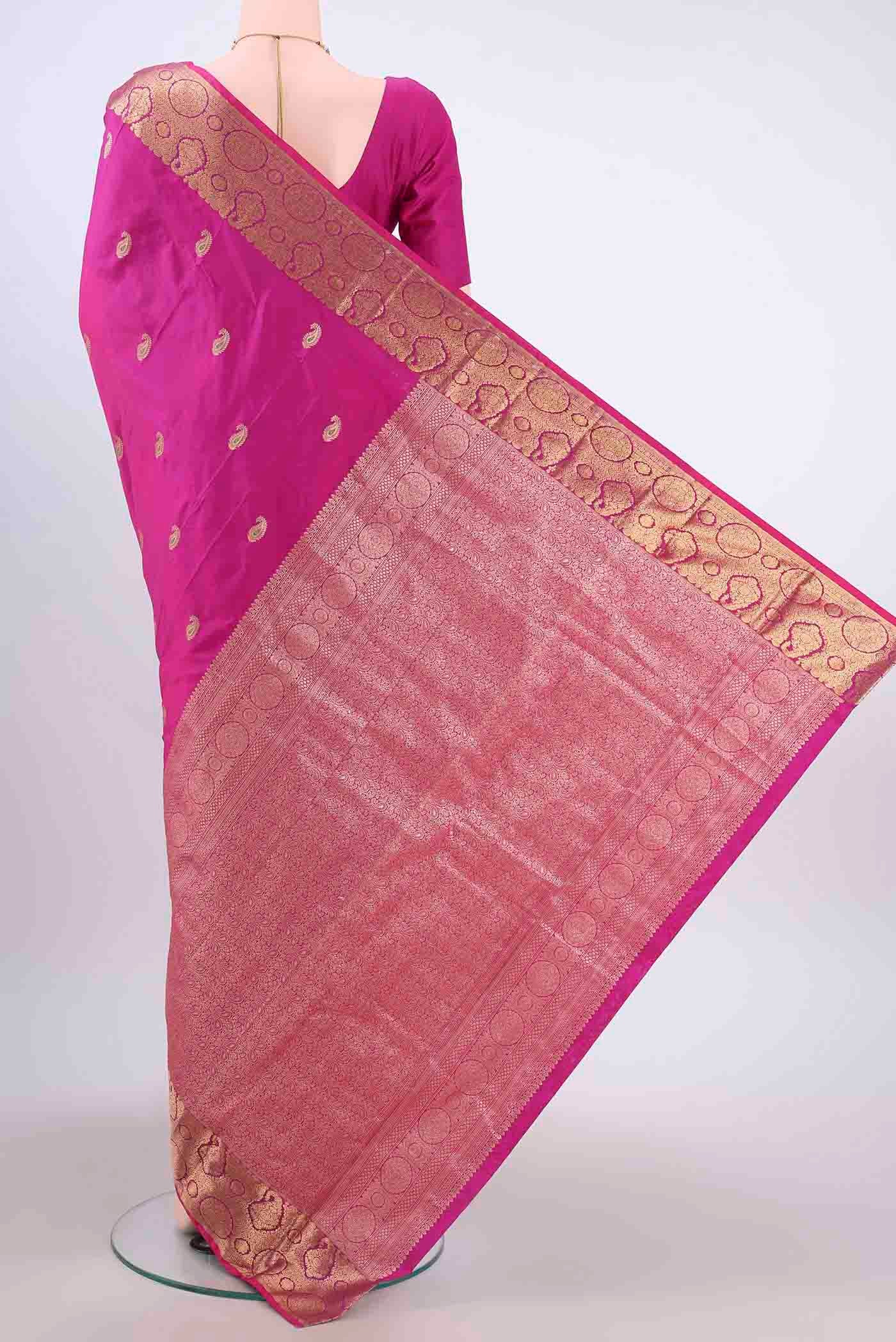 Rani Pink Blended Bangalore Silk Saree - Image 3