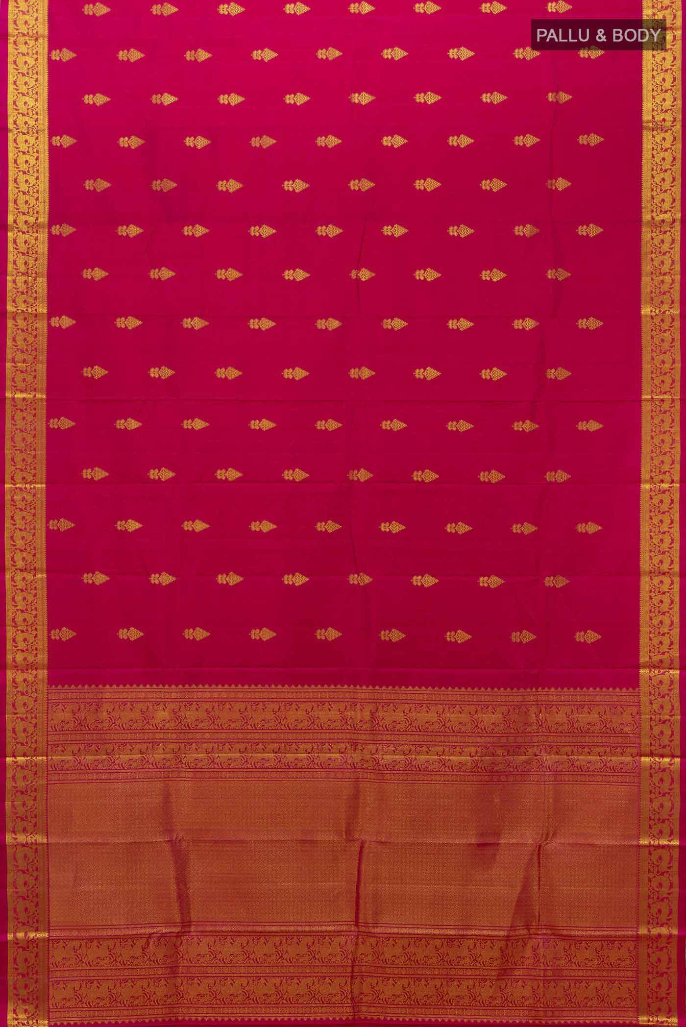 Rani Pink Blended Kanjivaram Silk Saree - Image 5