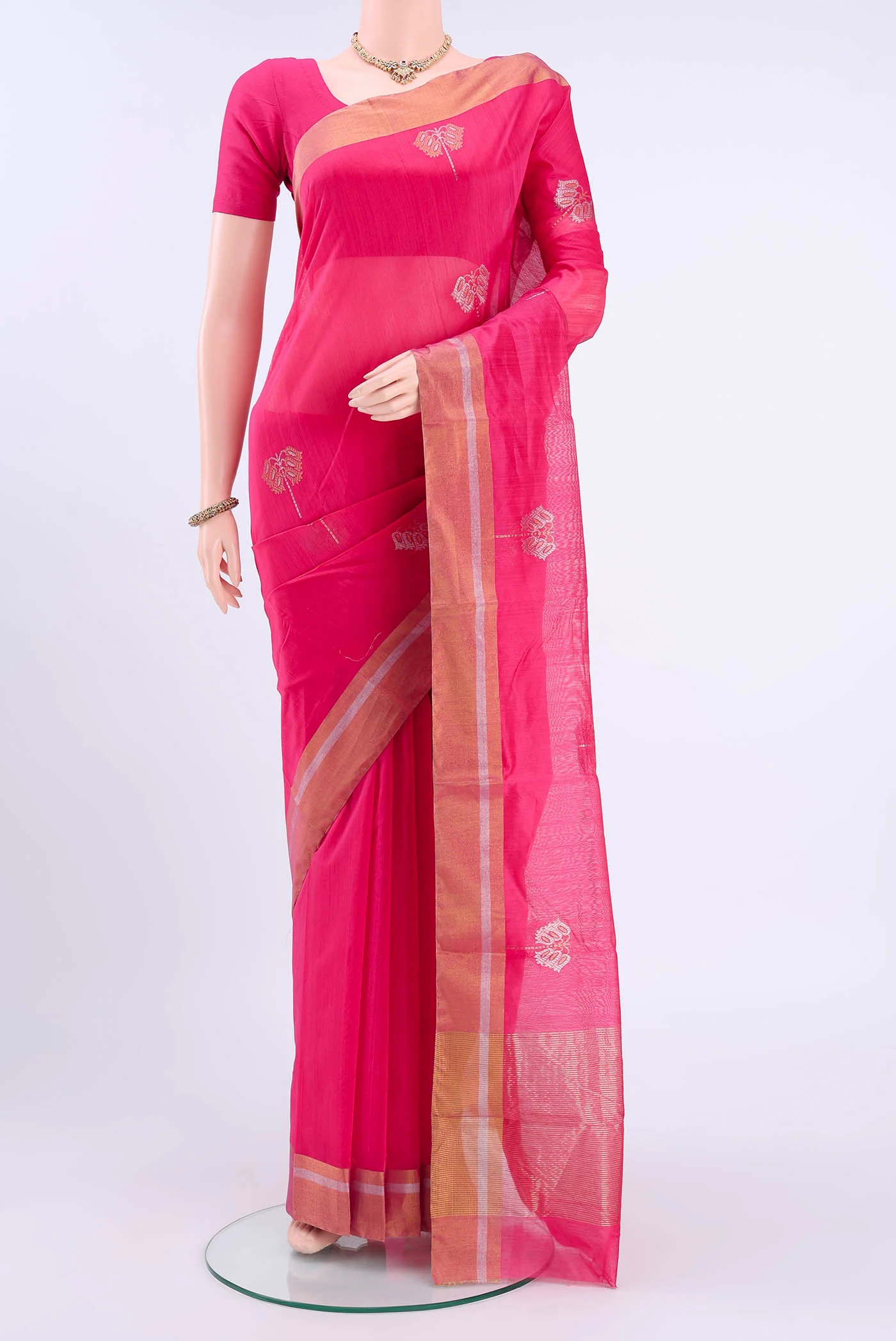 Rani Pink Chanderi Silk Cotton Saree