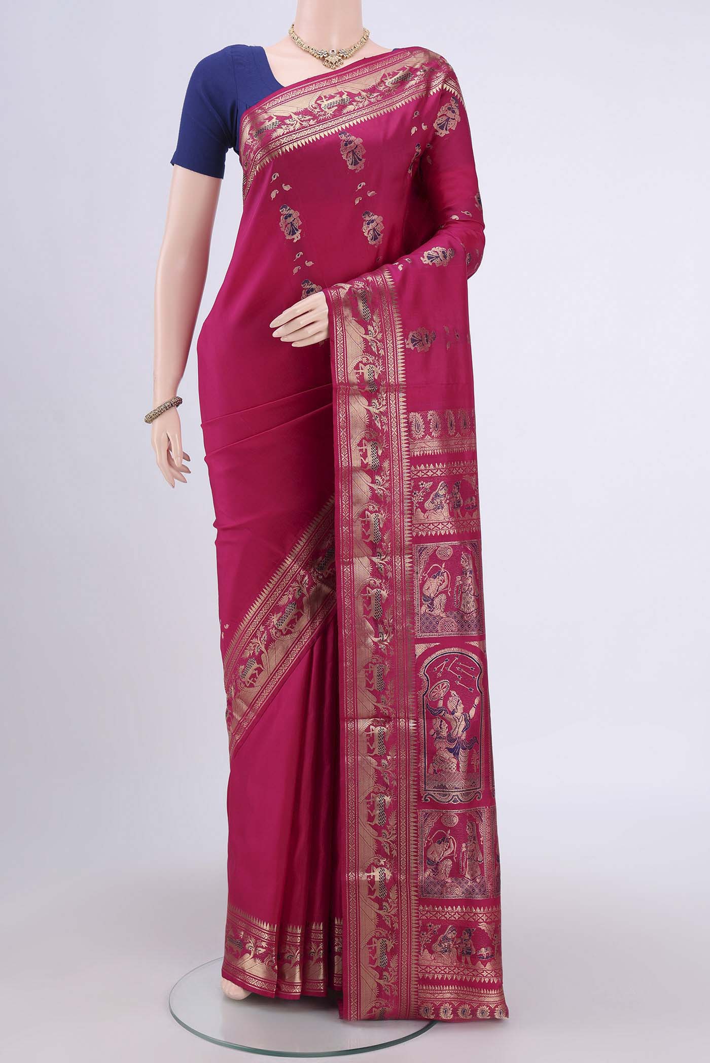 Pink Baluchari Silk Saree