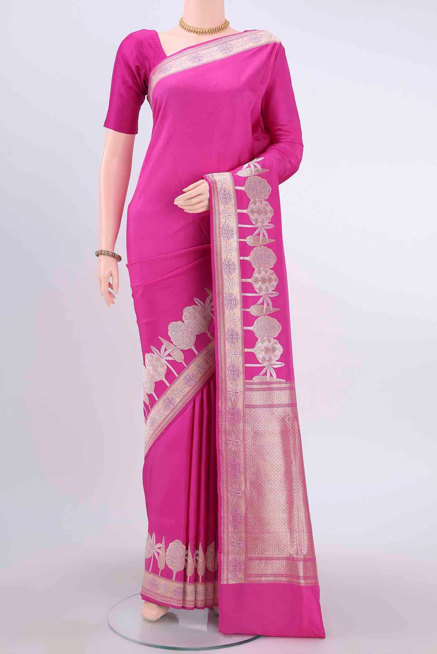 Rani Pink Dual Tone Banarasi Silk Saree