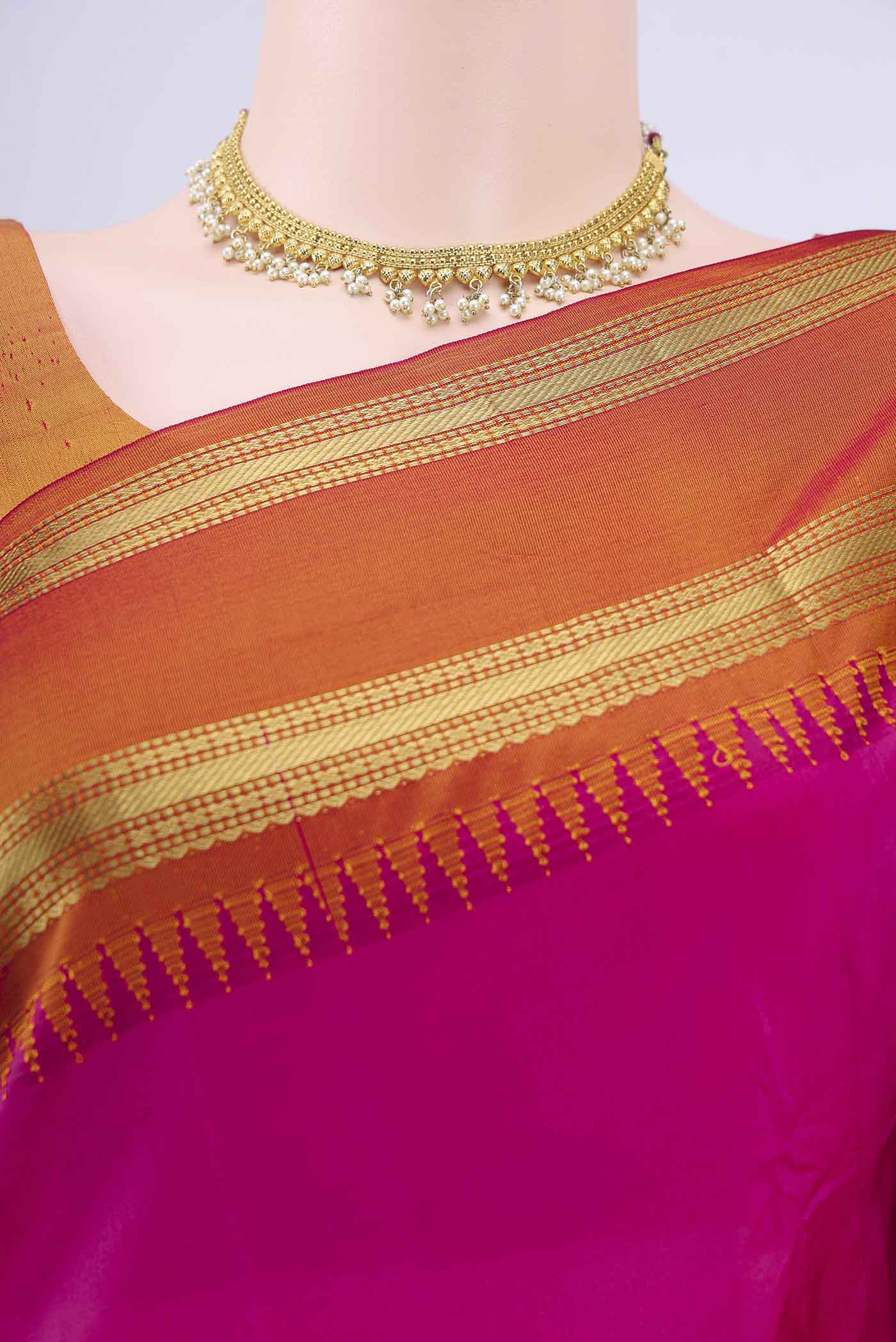 Rani Pink Dual Tone Bangalore Silk Saree - Image 2