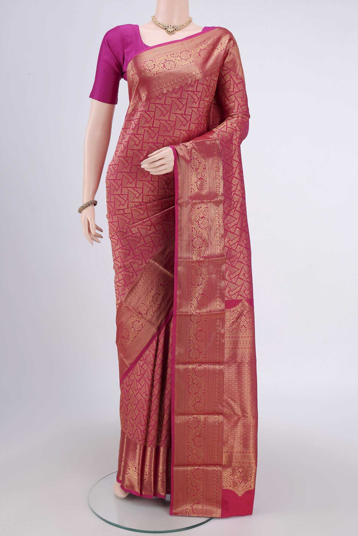 Dark Pink Bangalore Silk Saree