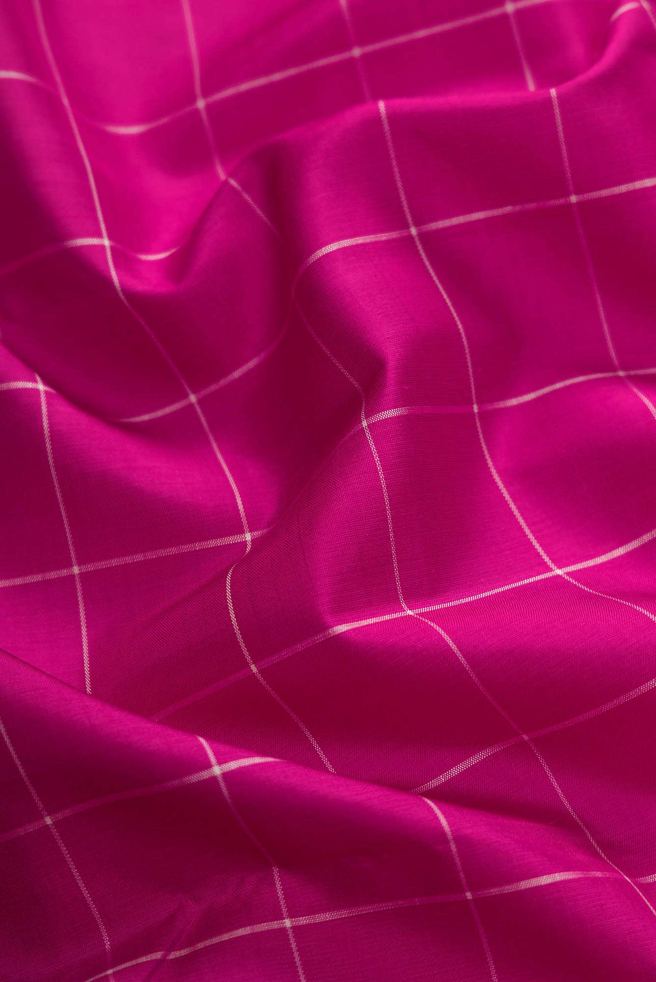 Pure Silk Pure Zari Rani Pink Dual Tone Kanjivaram Saree - Image 3