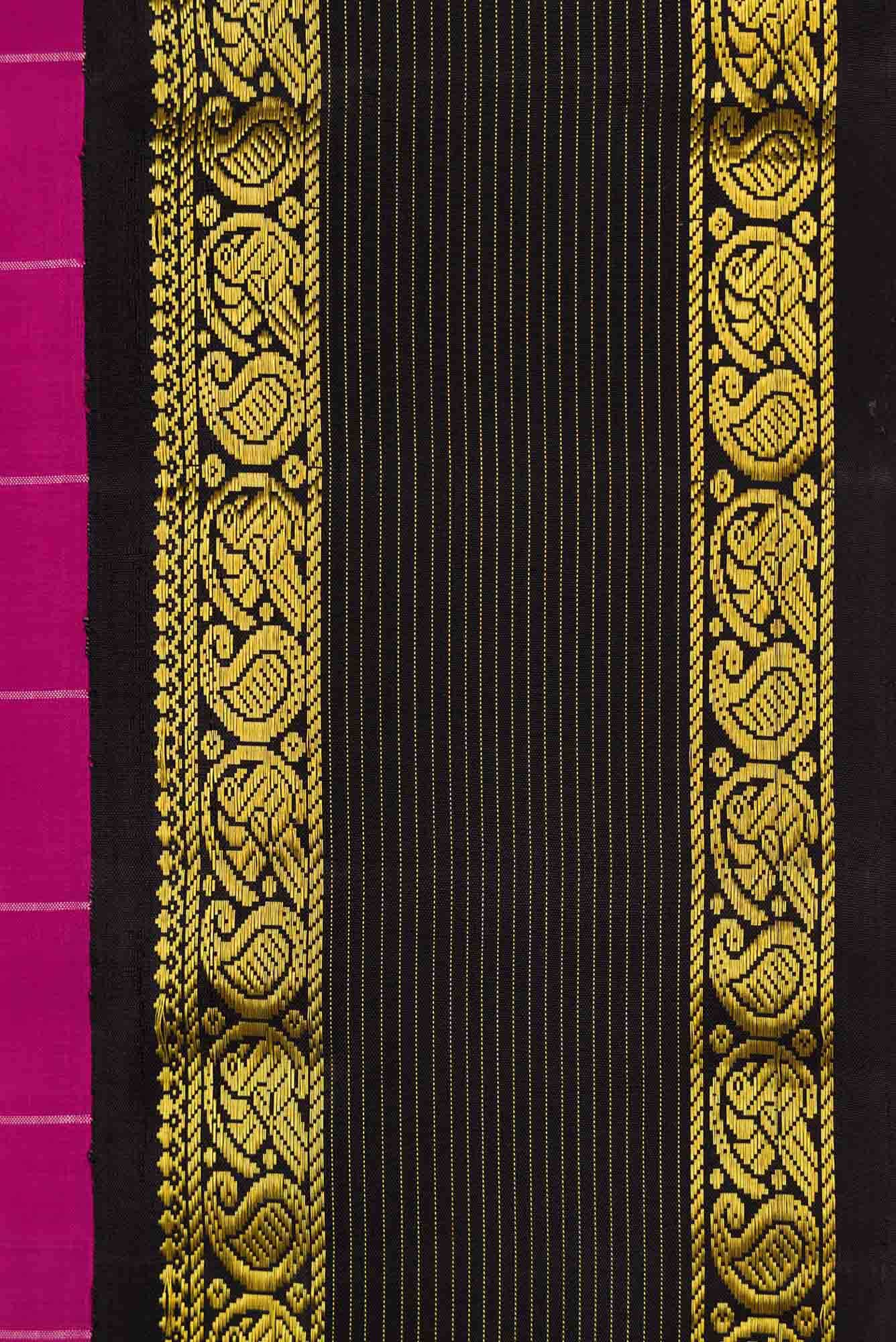 Pure Silk Pure Zari Rani Pink Dual Tone Kanjivaram Saree - Image 5