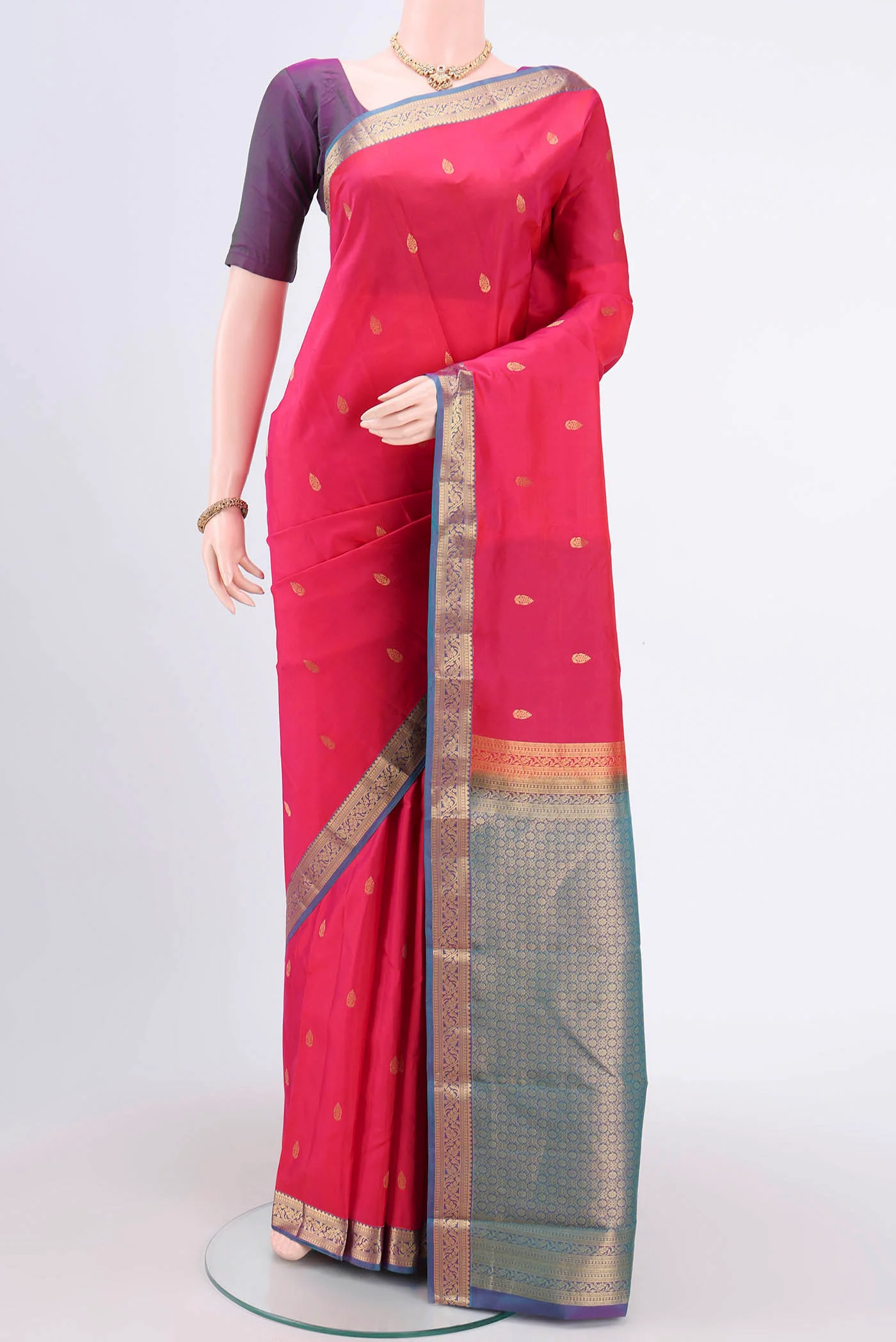 Rani Pink Kanjivaram Silk Saree