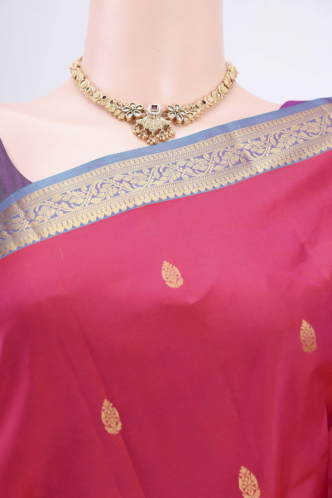 Rani Pink Kanjivaram Silk Saree - Image 2