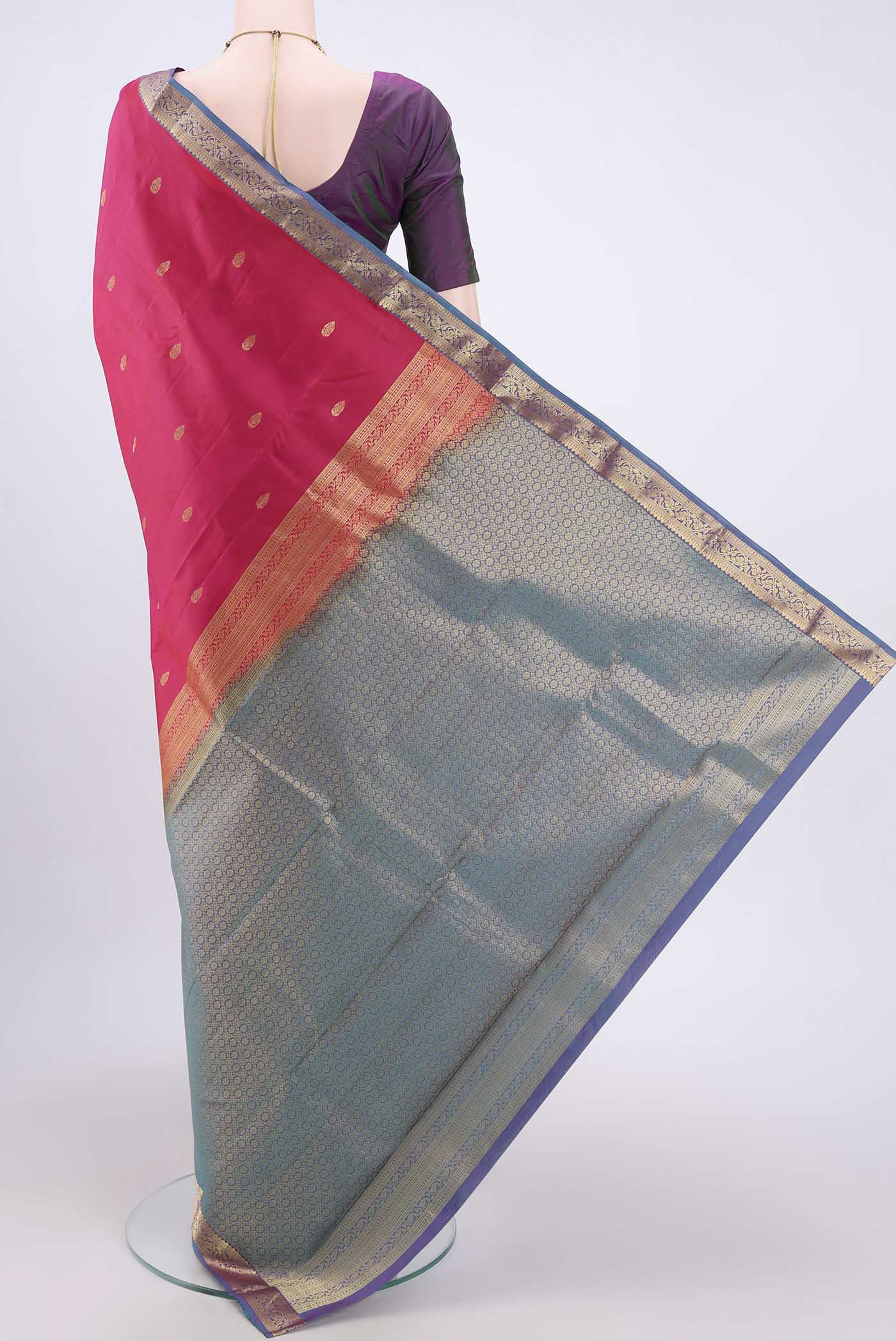 Rani Pink Kanjivaram Silk Saree - Image 3