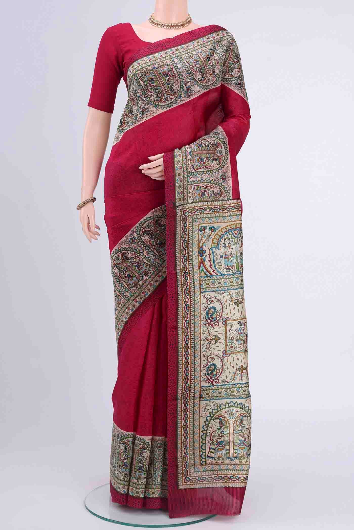 Rani Pink Dual Tone Tussar Silk Saree