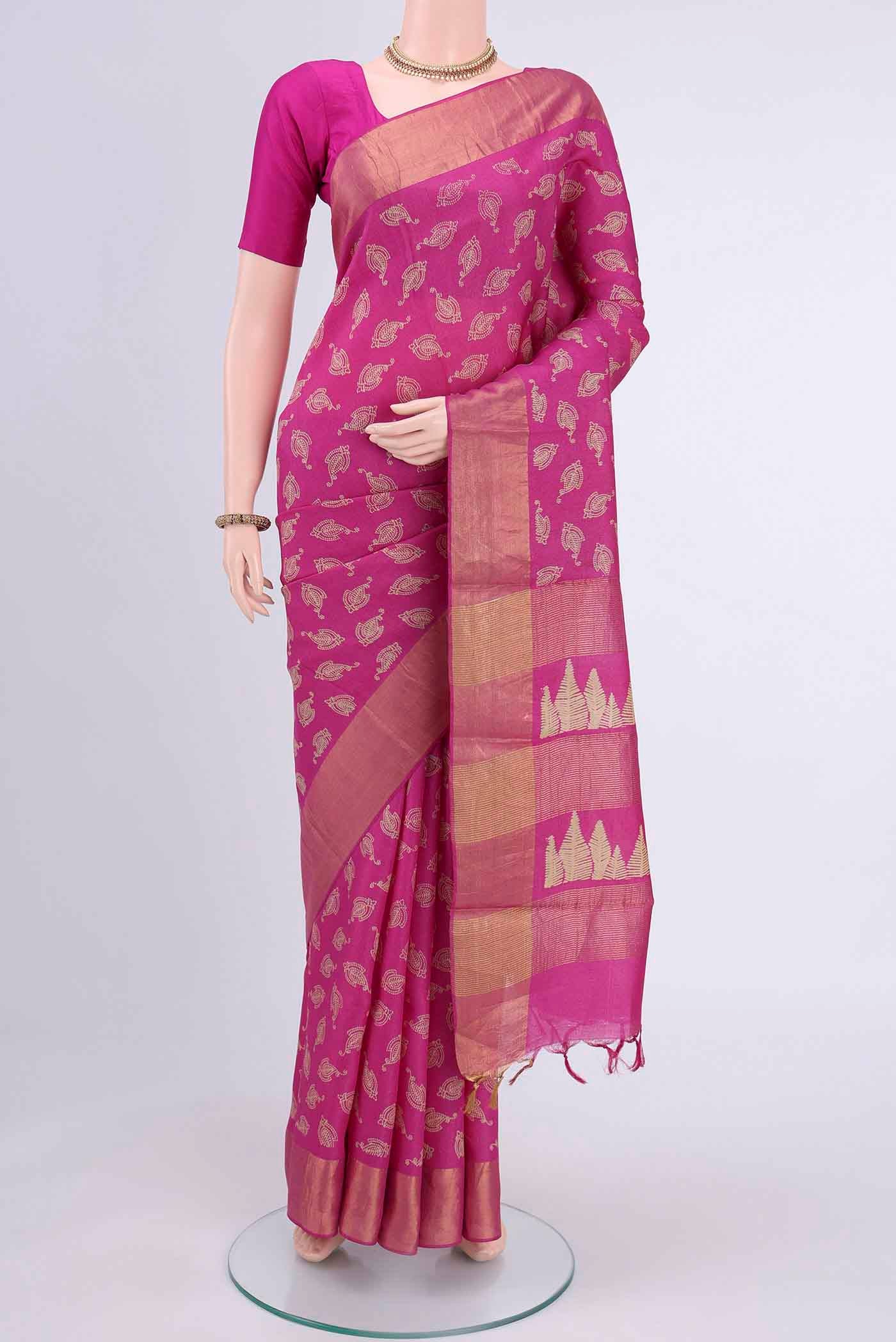 Rani Pink Dual Tone Tussar Silk Saree