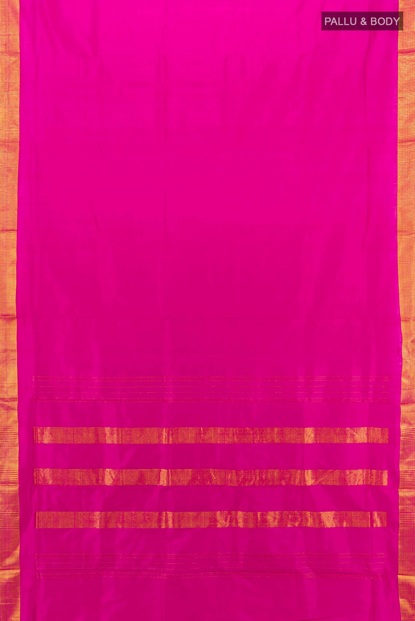 Rani Pink Kanchipuram Silk Nine Yards Saree - Image 4