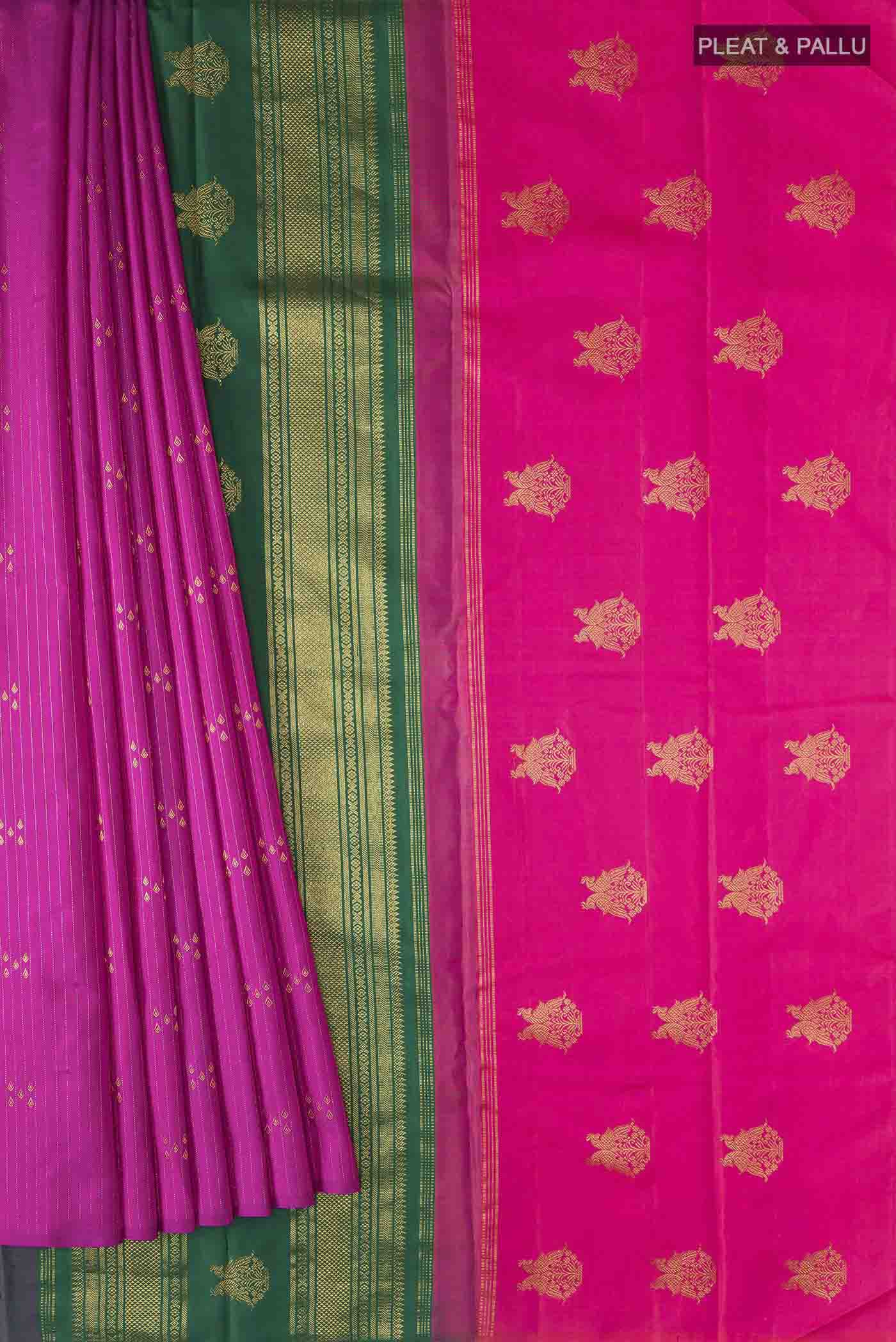 Rani Pink Kanjivaram Silk Saree - Image 4