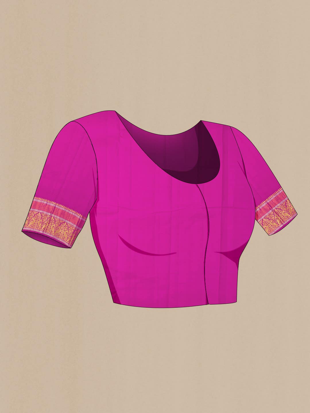 Rani Pink Kanchipuram Silk Saree - Image 6