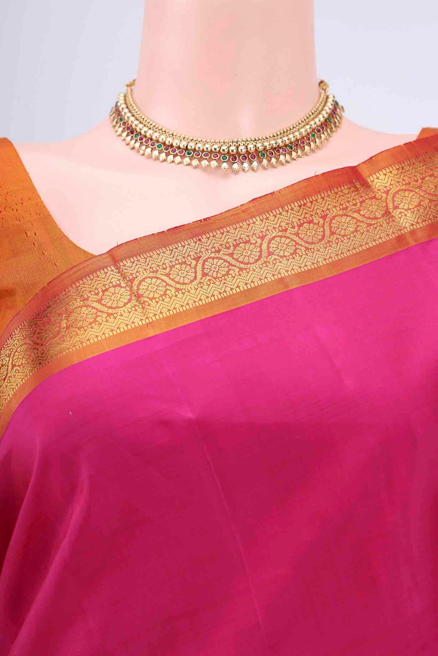 Rani Pink Kanjivaram Saree - Image 2