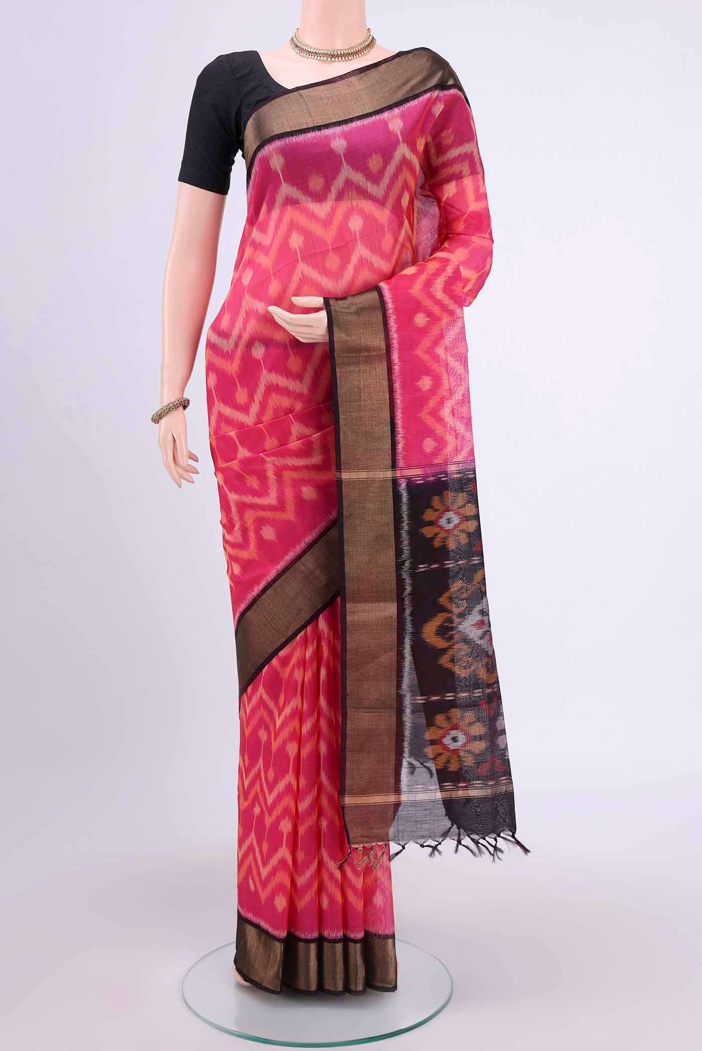 Rani Pink Kora Cotton Saree
