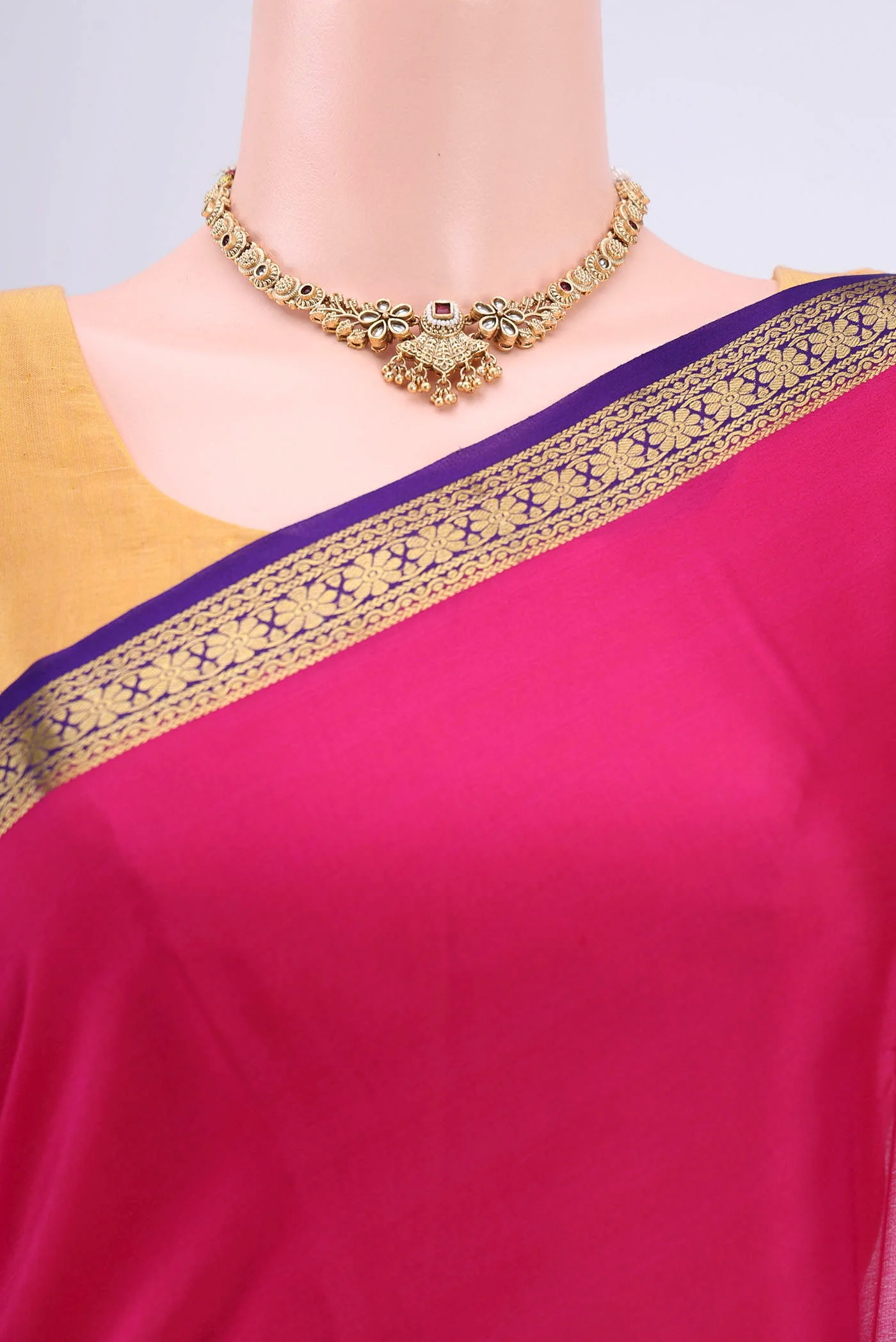 Pink Mysore Crepe Saree - Image 2