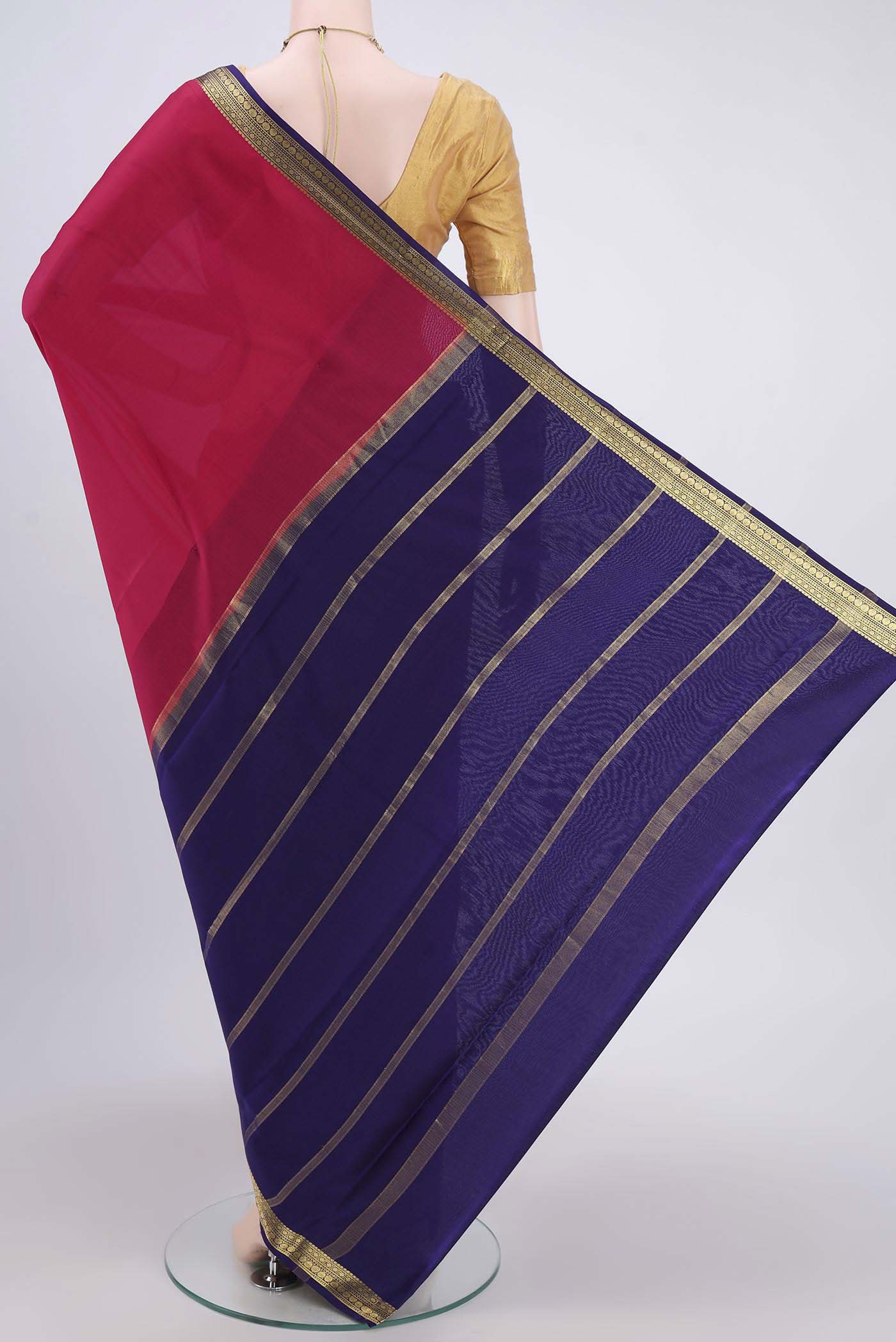 Pink Mysore Crepe Saree - Image 3