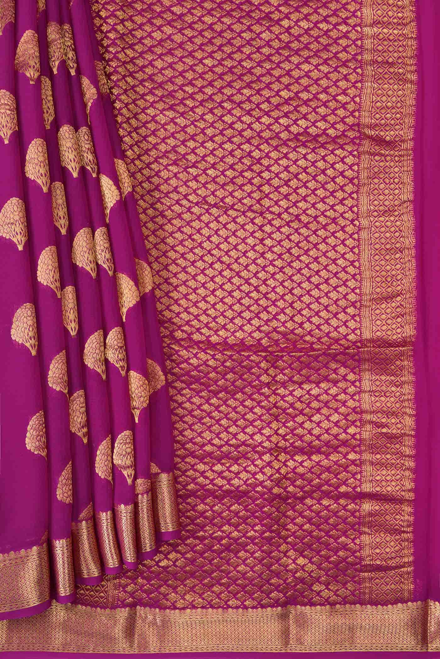 Rani Pink Mysore Georgette Saree - Image 2