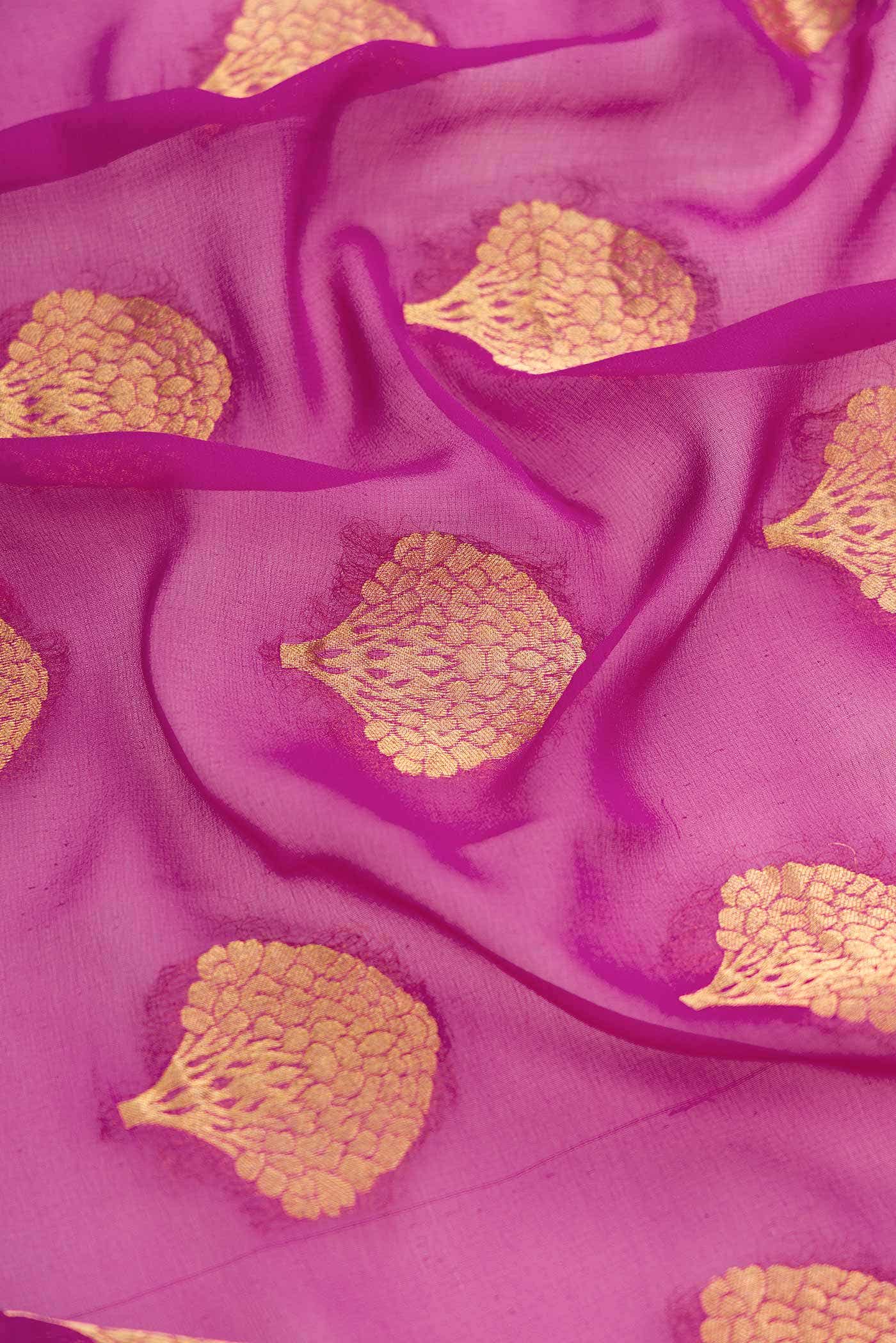 Rani Pink Mysore Georgette Saree - Image 3
