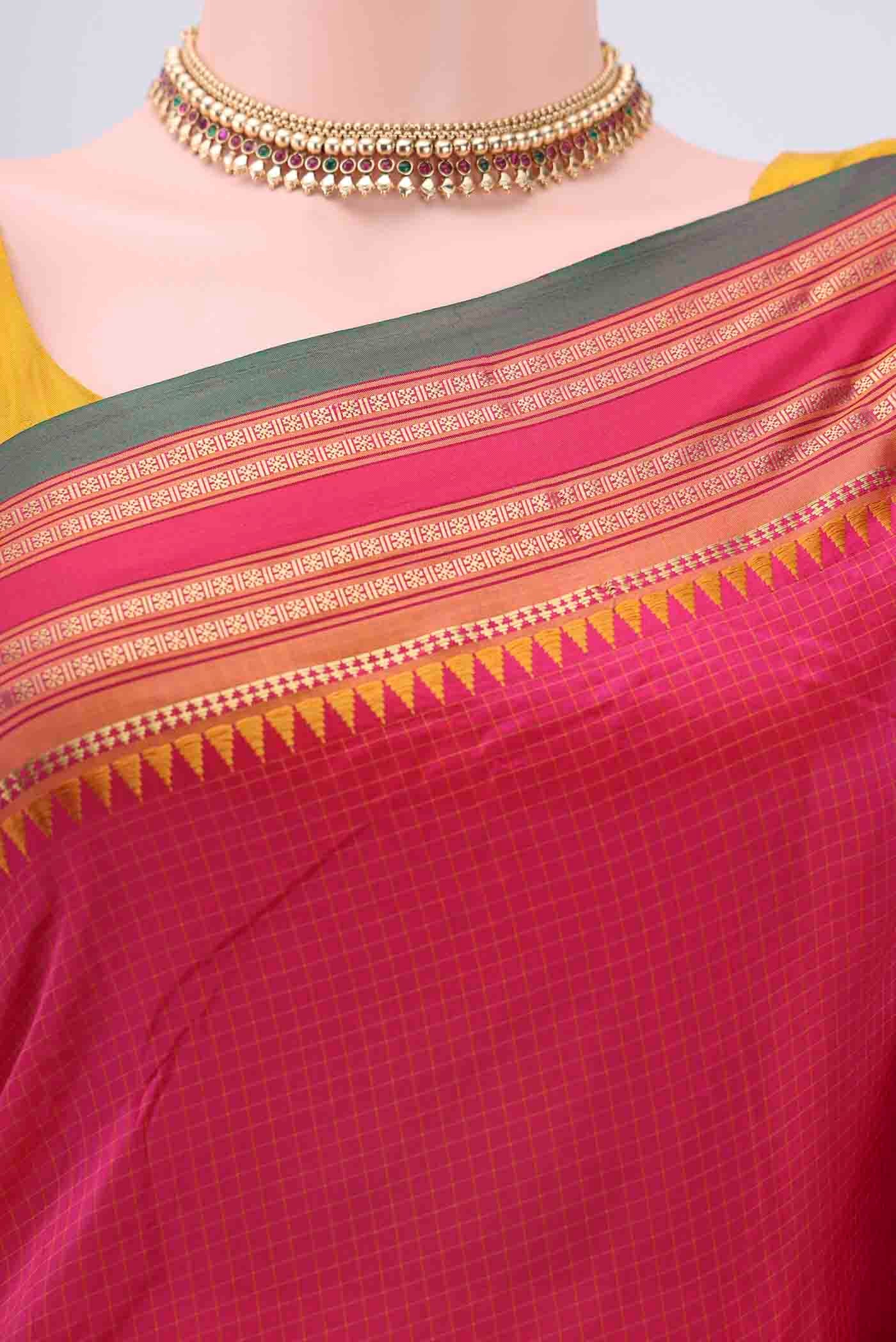 Rani Pink Narayanpet Silk Saree - Image 2