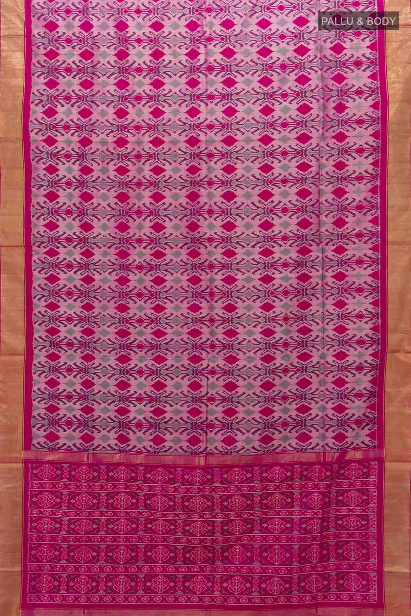 Rani Pink Pochampally Silk Saree - Image 5