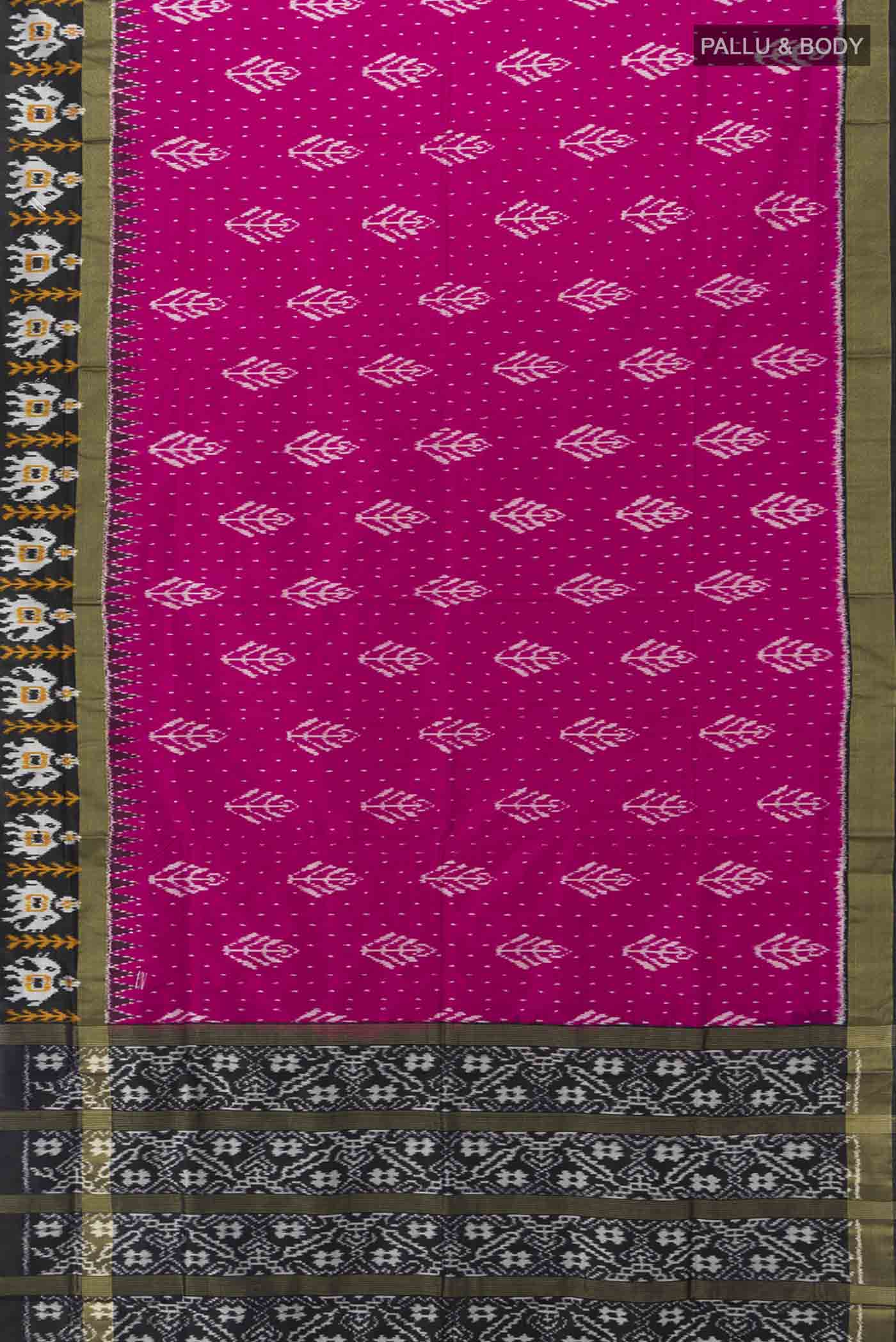 Rani Pink Pochampally Silk Saree - Image 5
