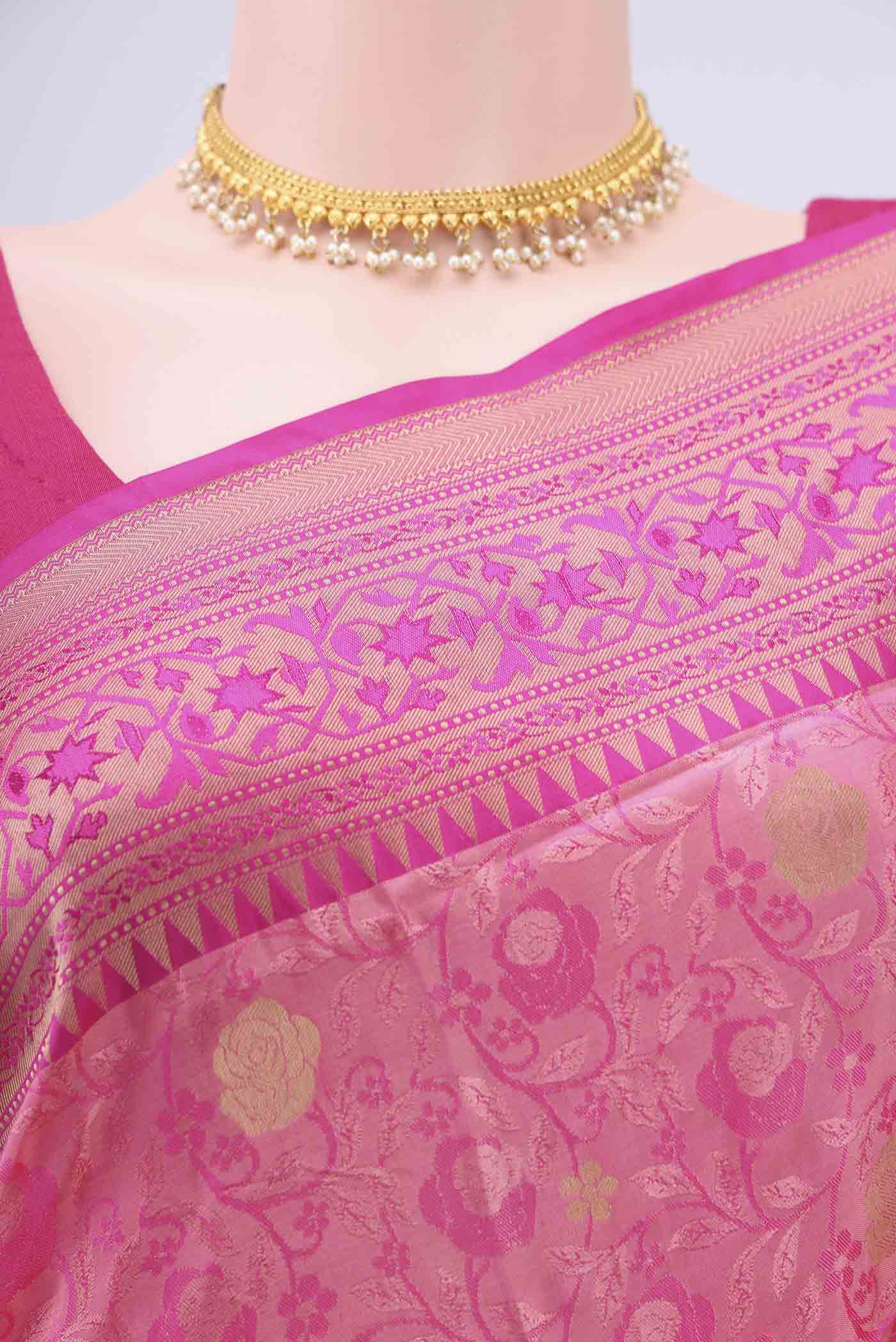 Rani Pink Soft Silk Saree - Image 2