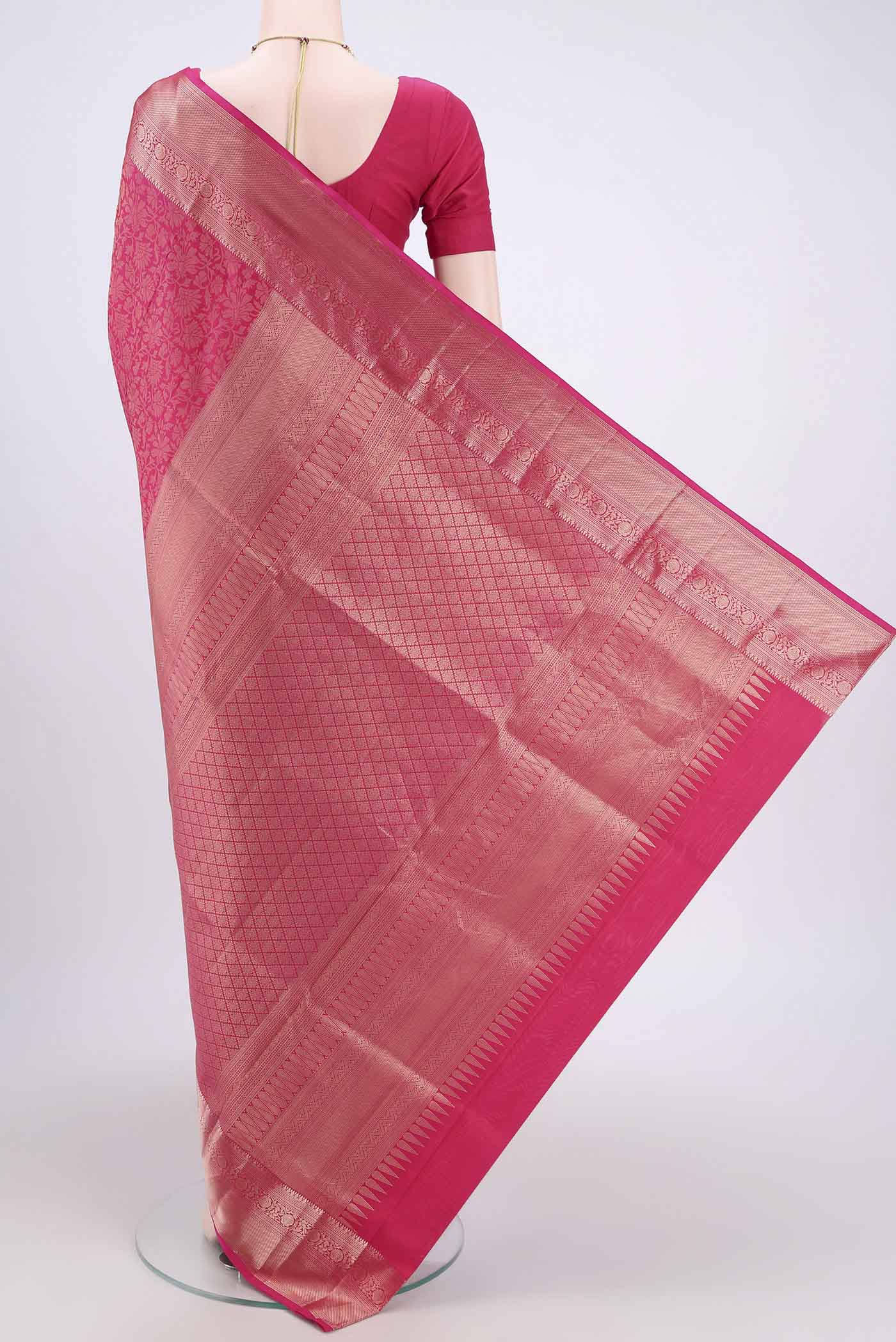 Pink Soft Silk Saree - Image 3