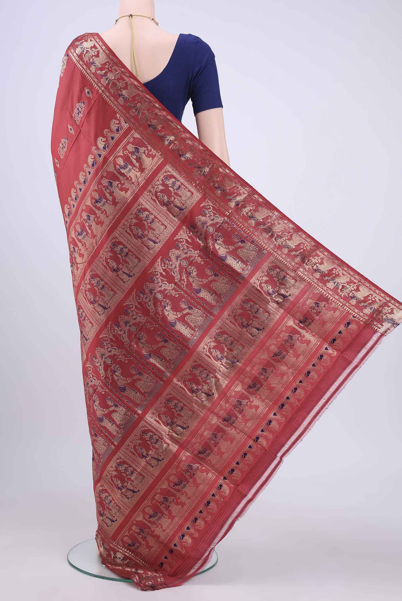 Red Baluchari Silk Saree - Image 3