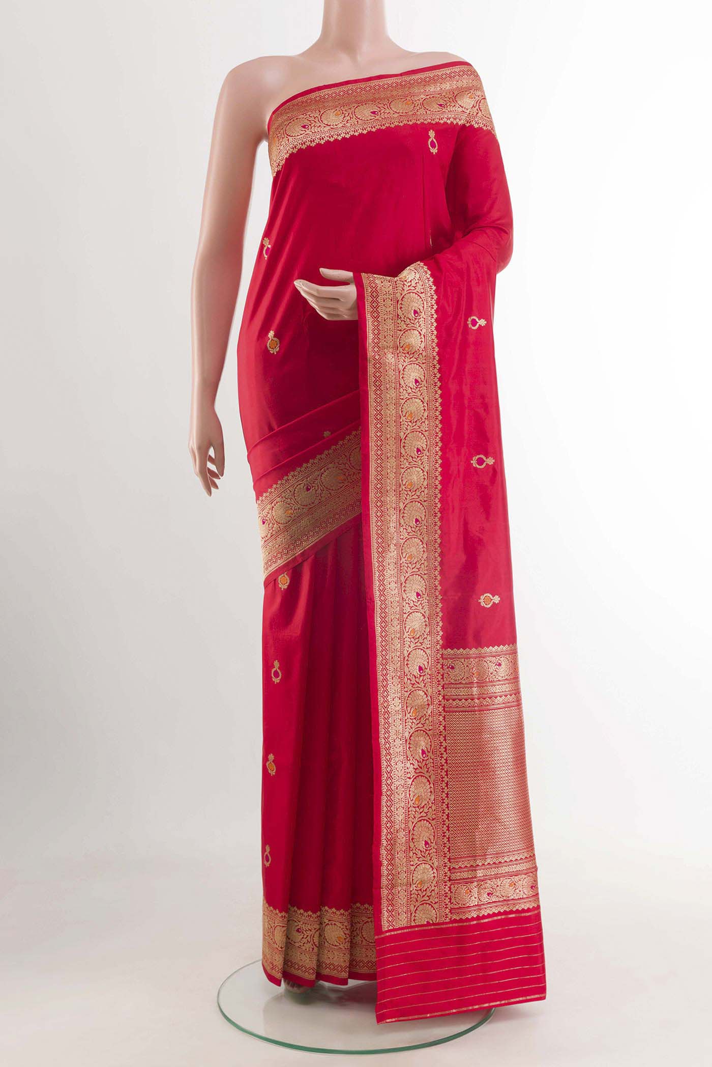 Red Banarasi Katan Silk Saree