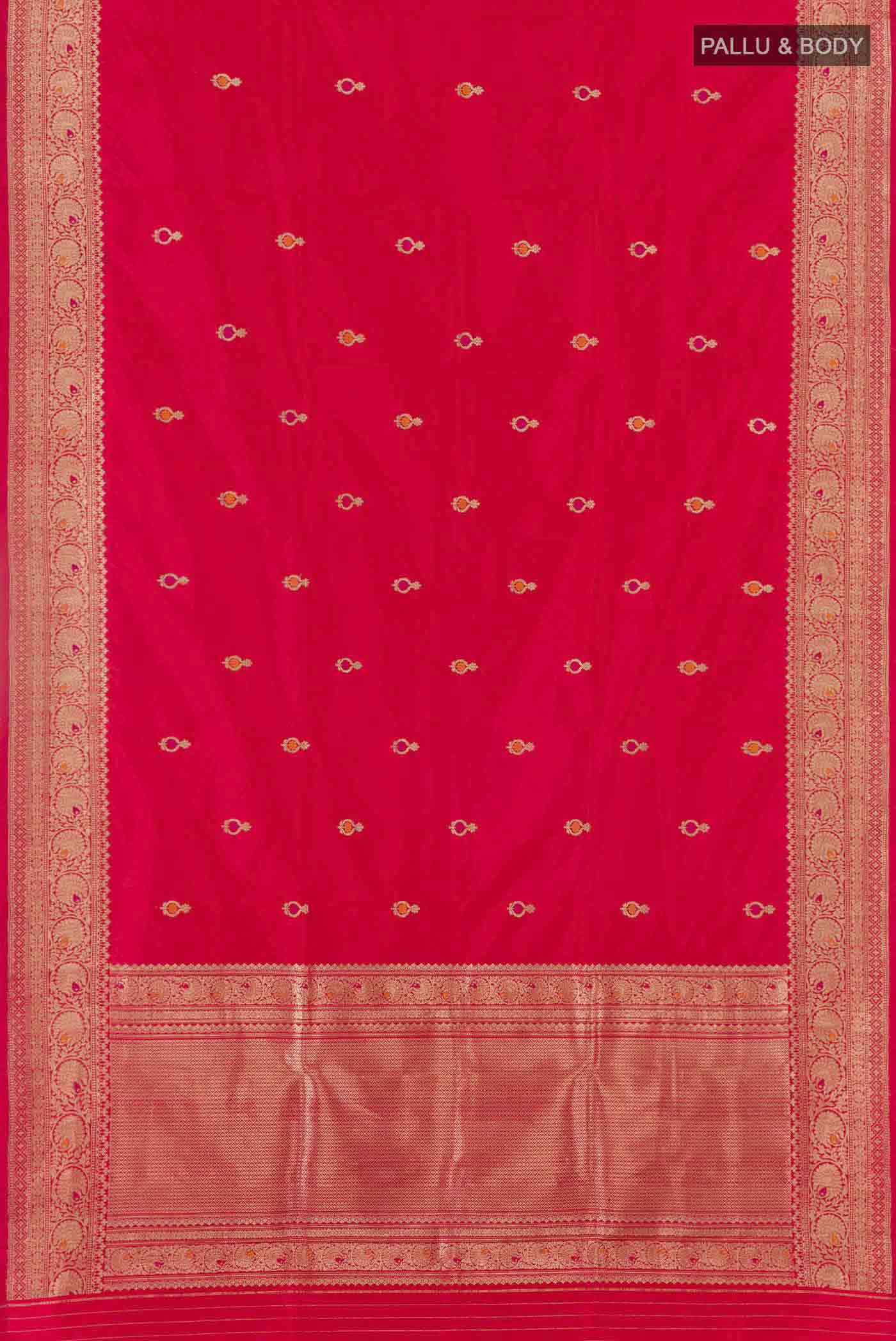 Red Banarasi Katan Silk Saree - Image 5