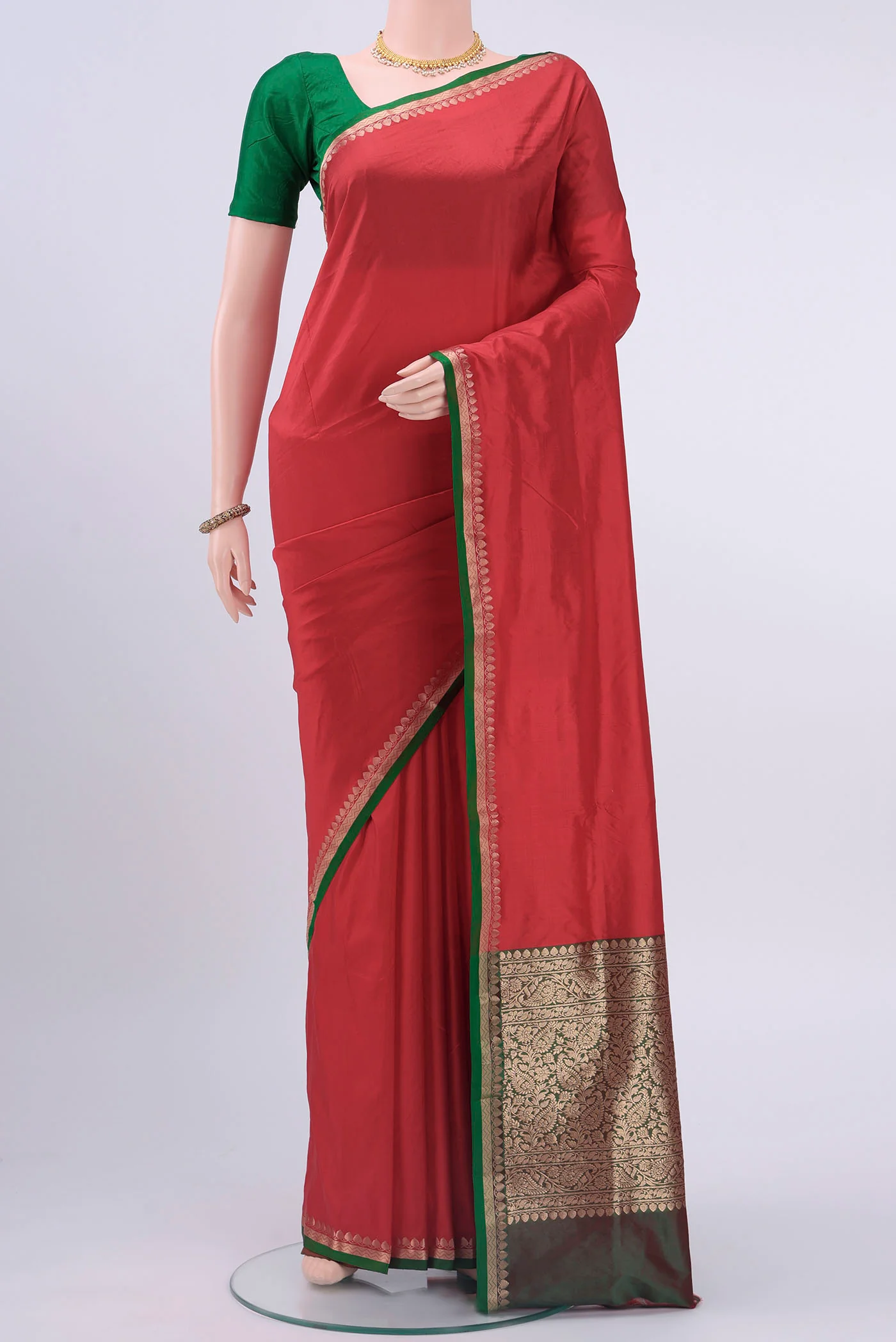 Red Banarasi Katan Silk Saree