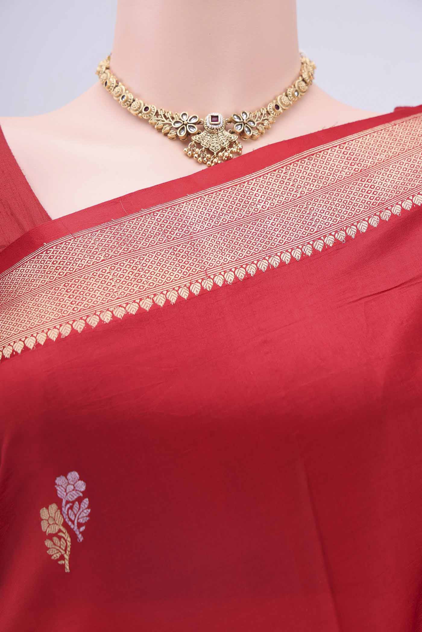 Red Banarasi Katan Silk Saree - Image 2