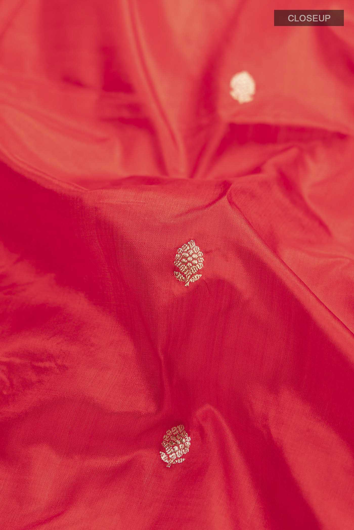 Red Banarasi Katan Silk Saree - Image 2