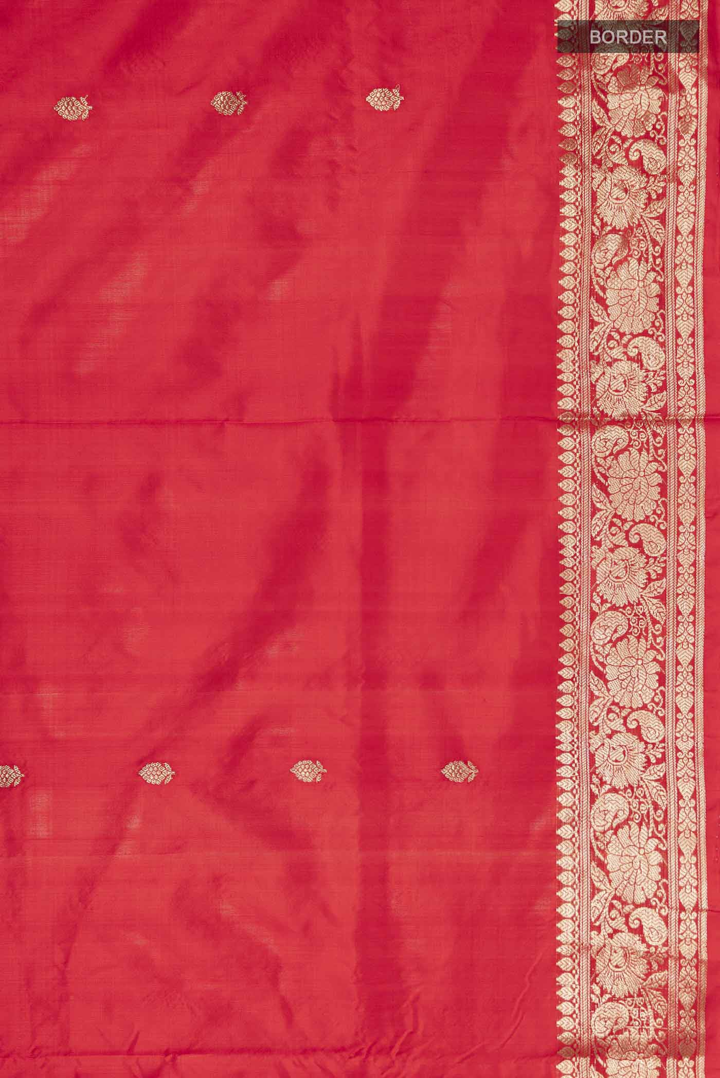 Red Banarasi Katan Silk Saree - Image 3