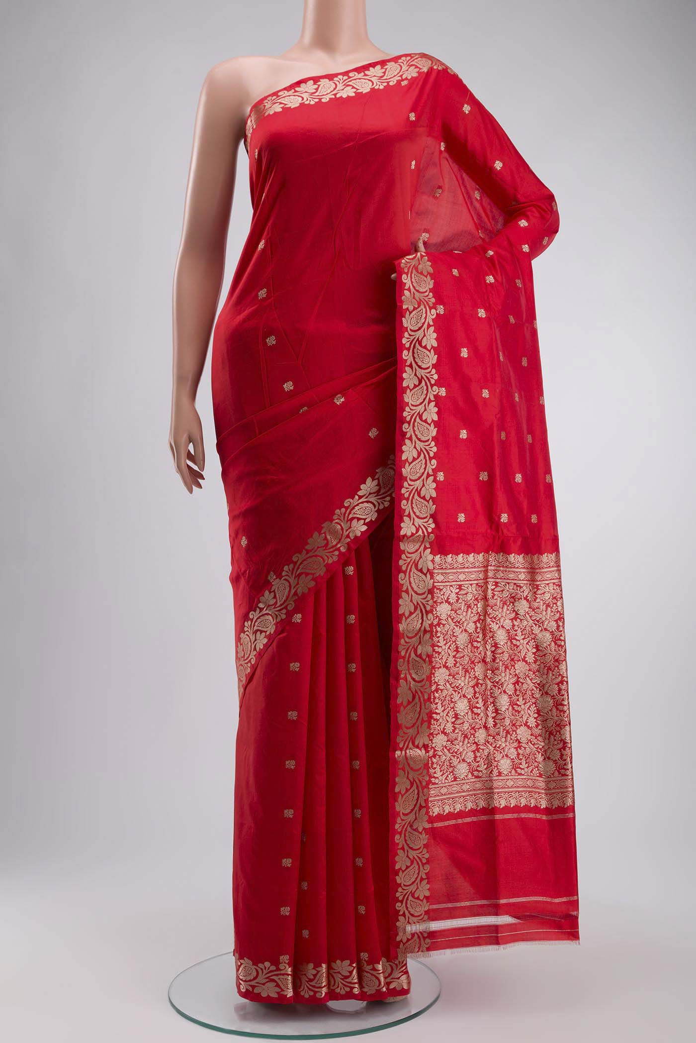 Red Banarasi Katan Silk Saree