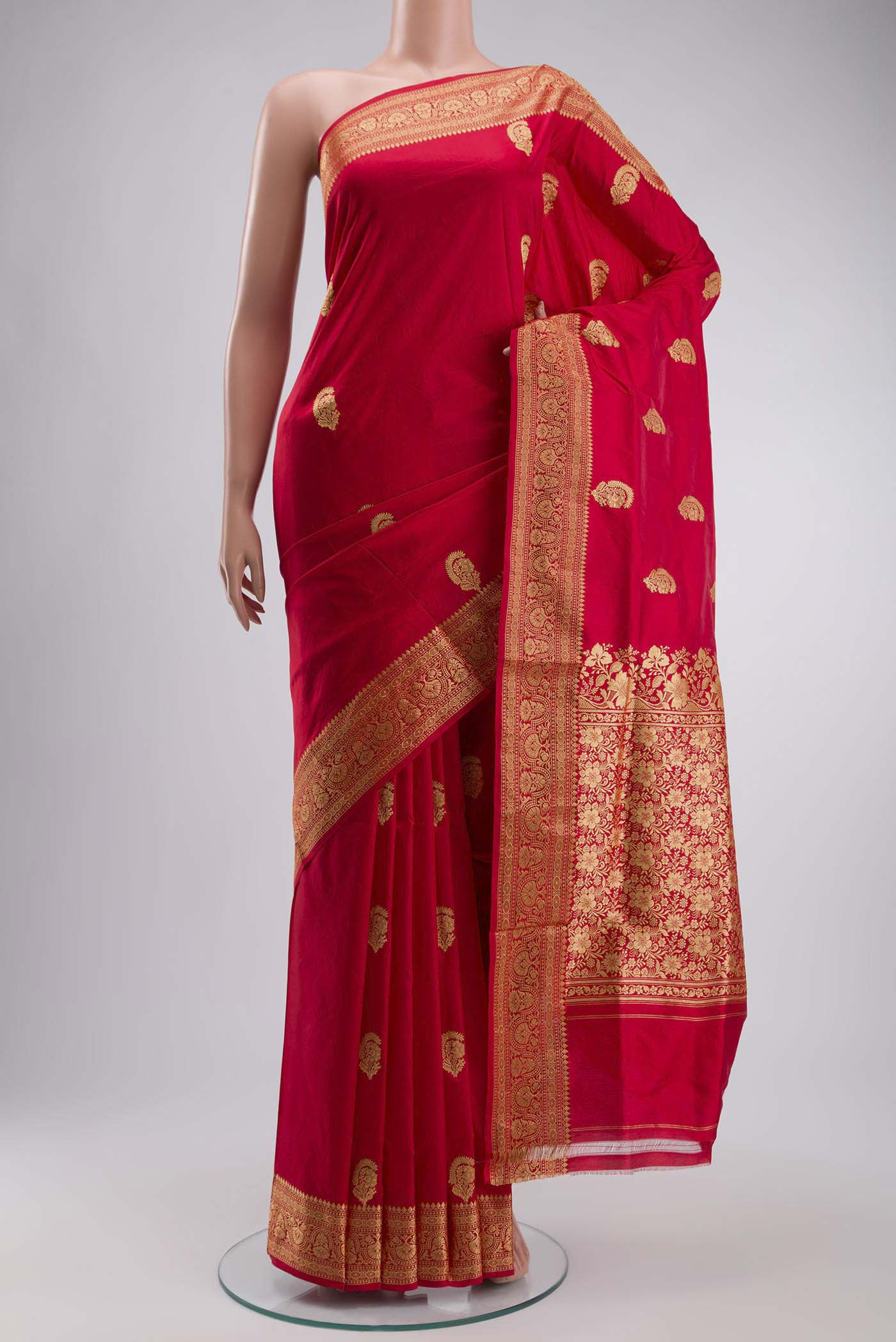 Red Banarasi Katan Silk Saree