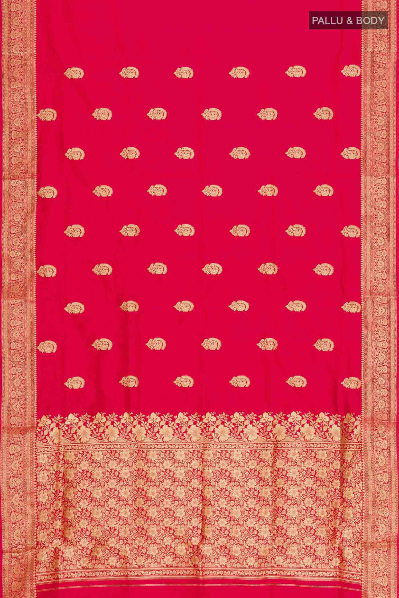 Red Banarasi Katan Silk Saree - Image 5