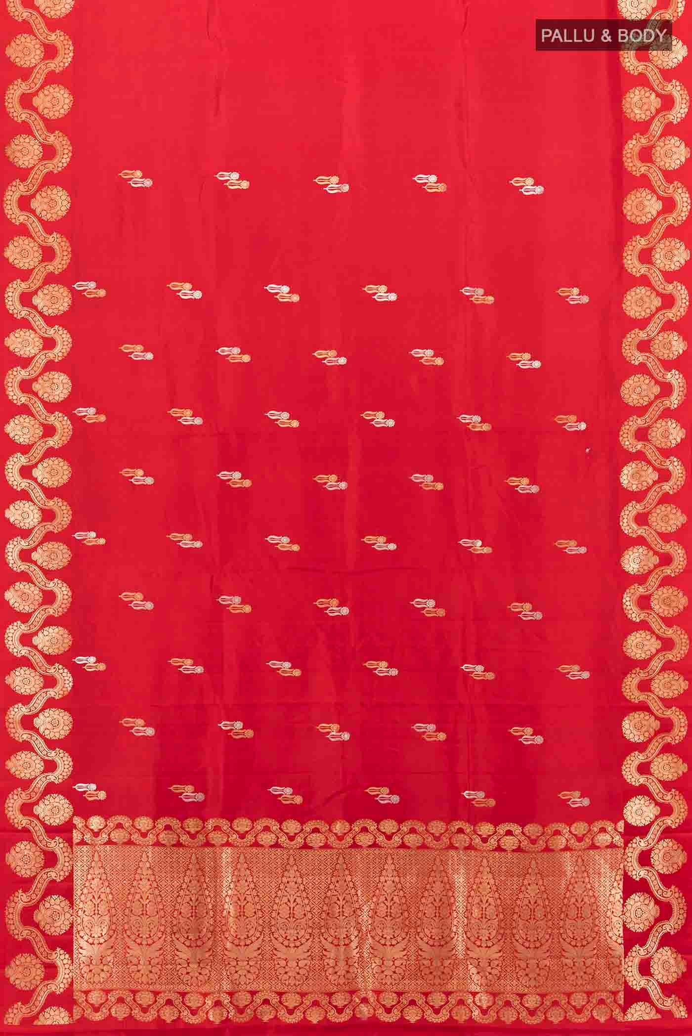 Red Banarasi Katan Silk Saree - Image 5