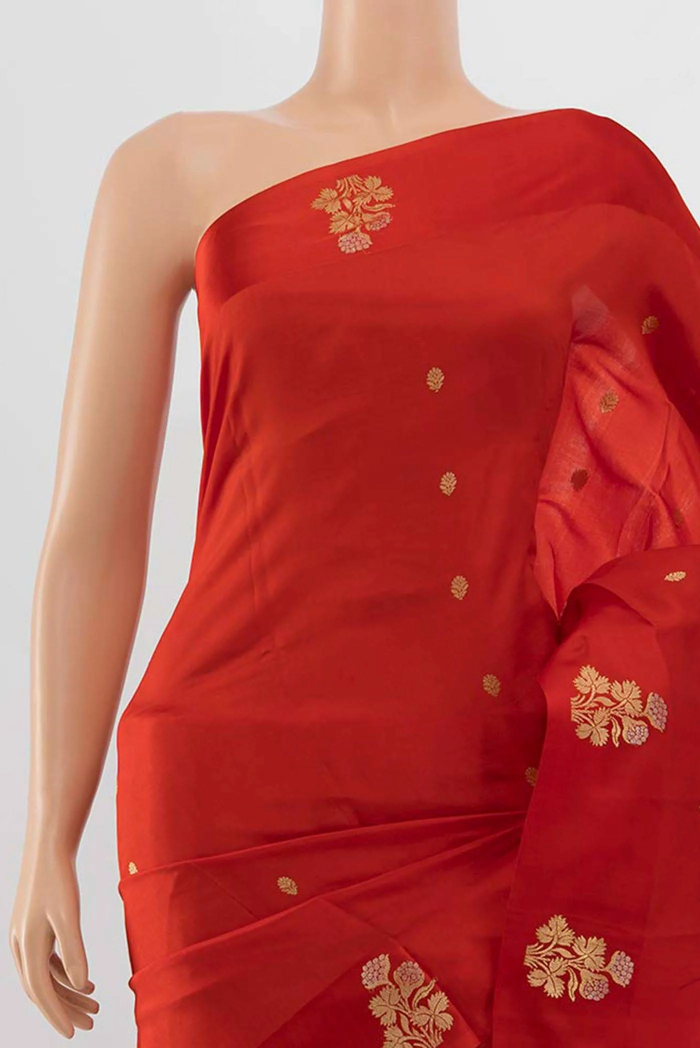 Red Banarasi Katan Silk Saree - Image 2