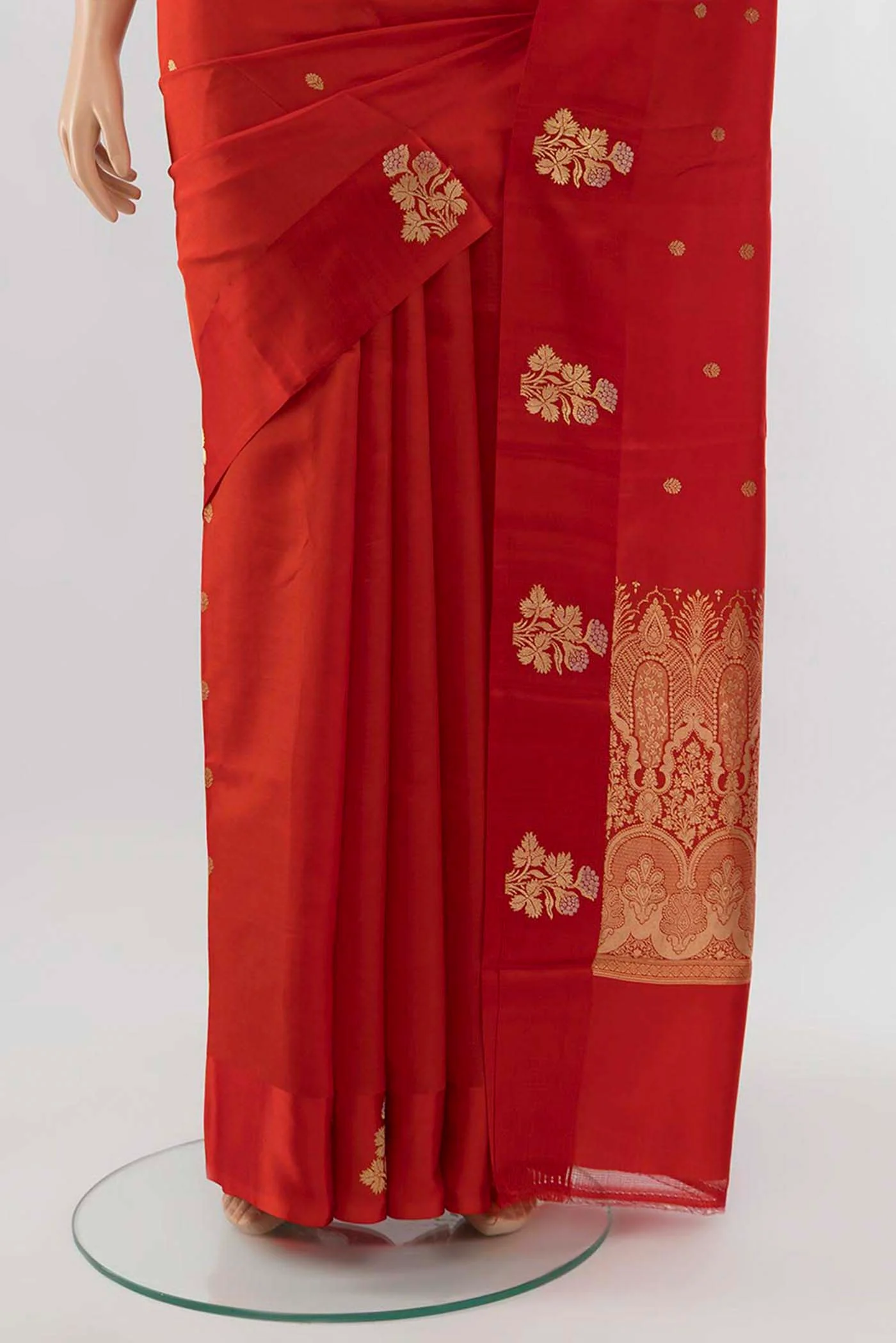 Red Banarasi Katan Silk Saree - Image 3