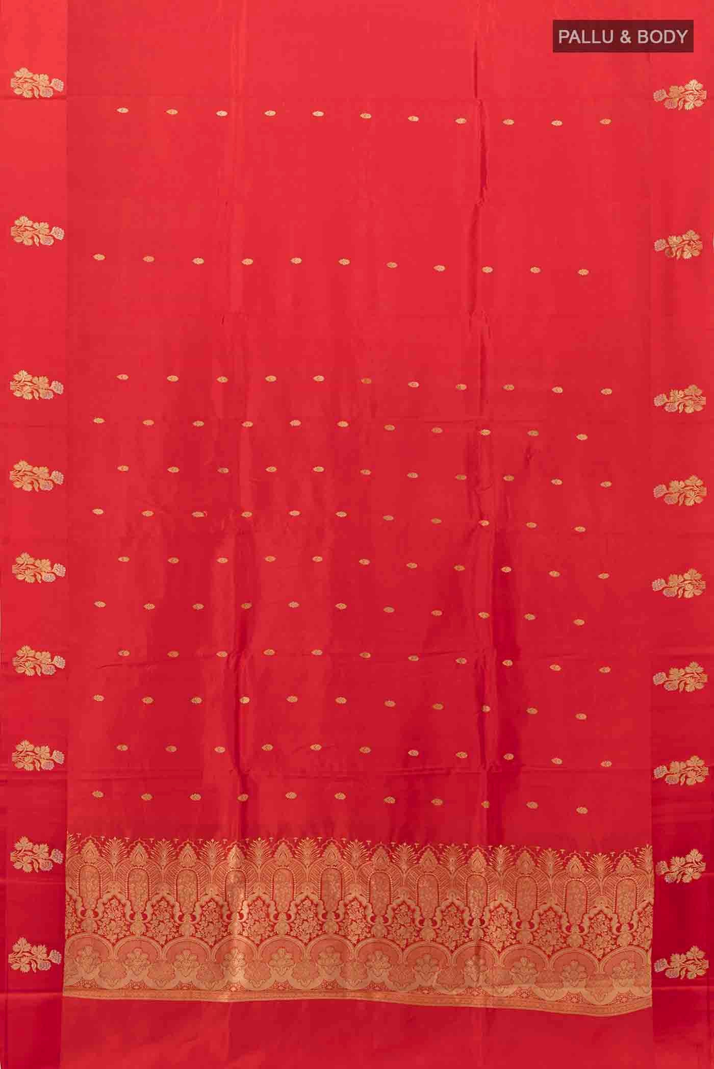 Red Banarasi Katan Silk Saree - Image 5