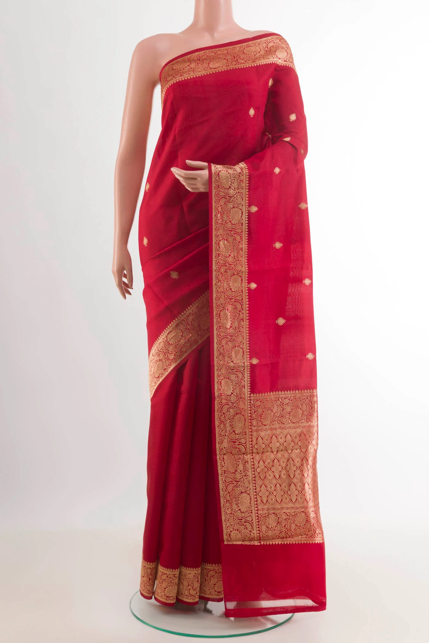 Red Banarasi Katan Silk Saree