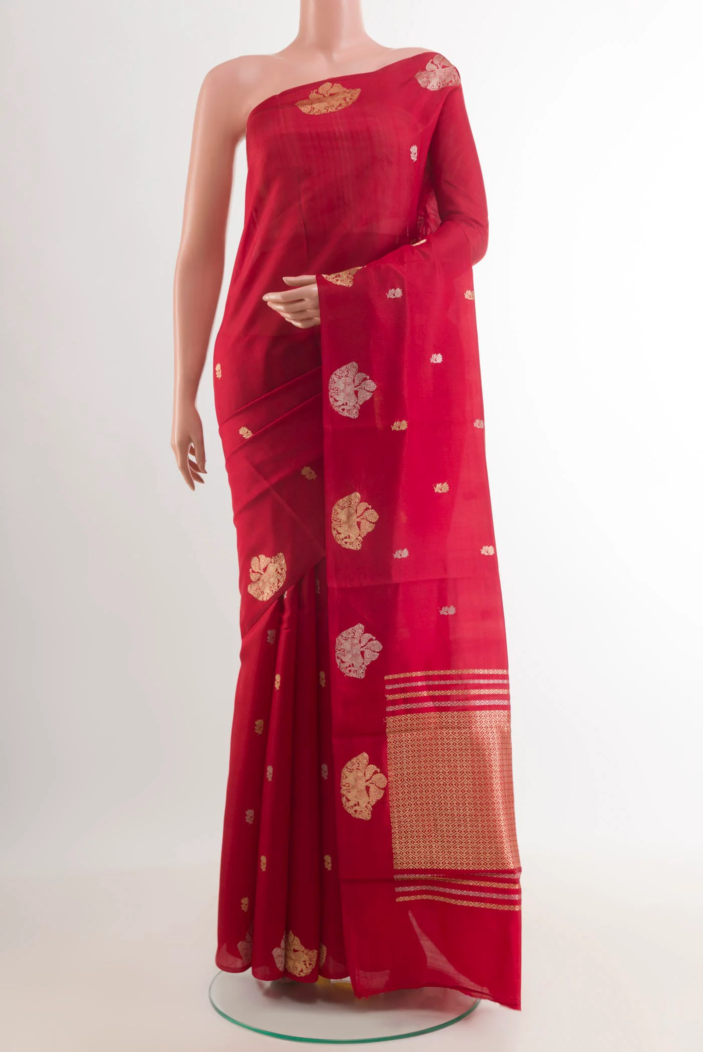Red Banarasi Katan Silk Saree