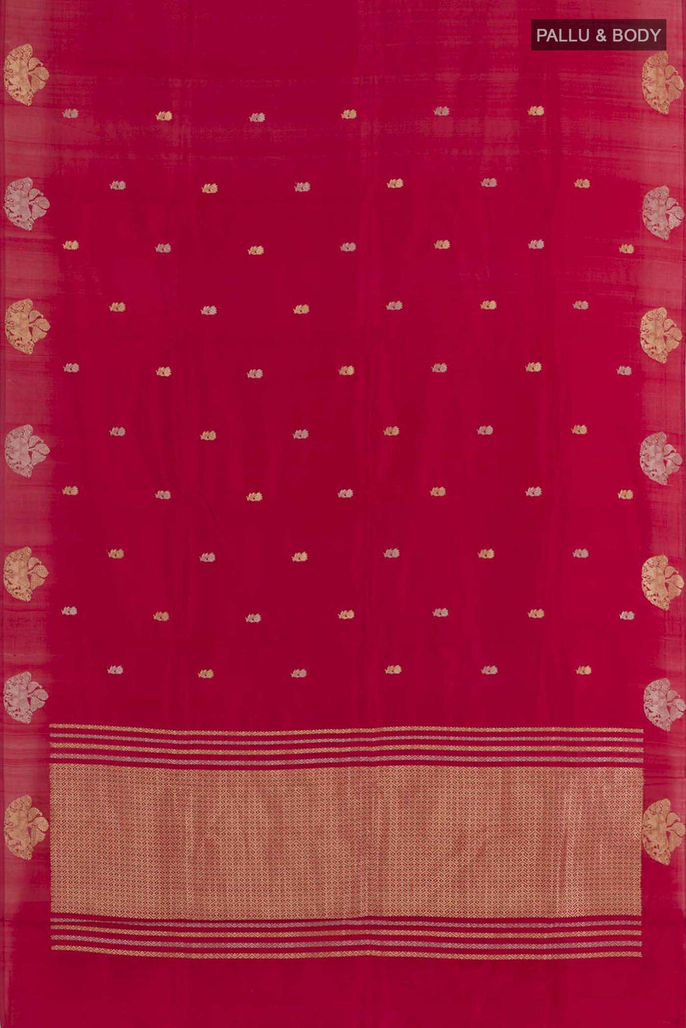 Red Banarasi Katan Silk Saree - Image 3