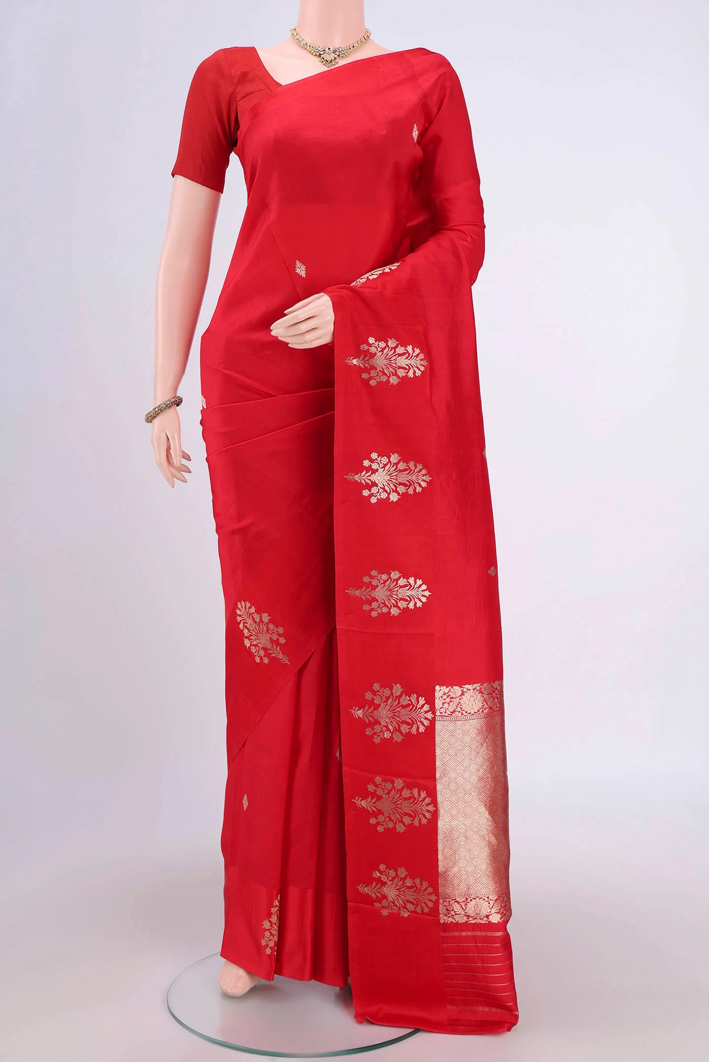 Red Banarasi Katan Silk Saree