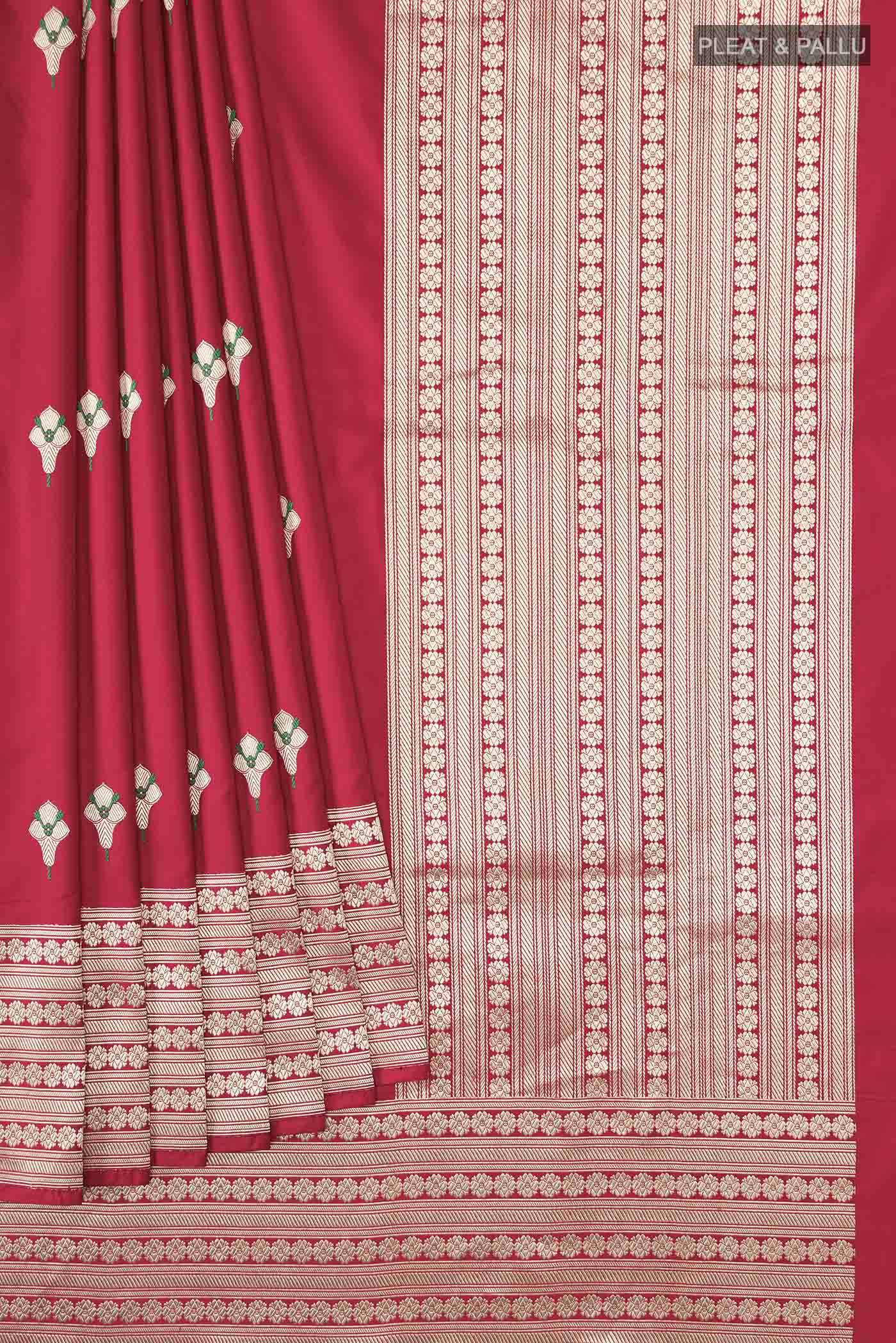 Red Banarasi Silk Saree - Image 4
