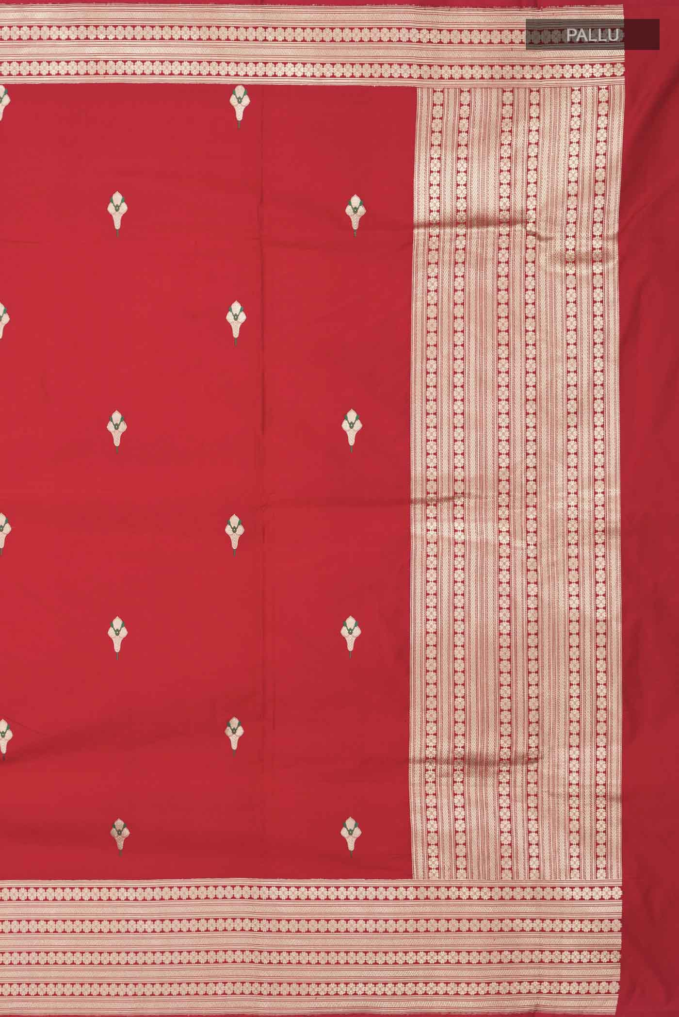Red Banarasi Silk Saree - Image 7
