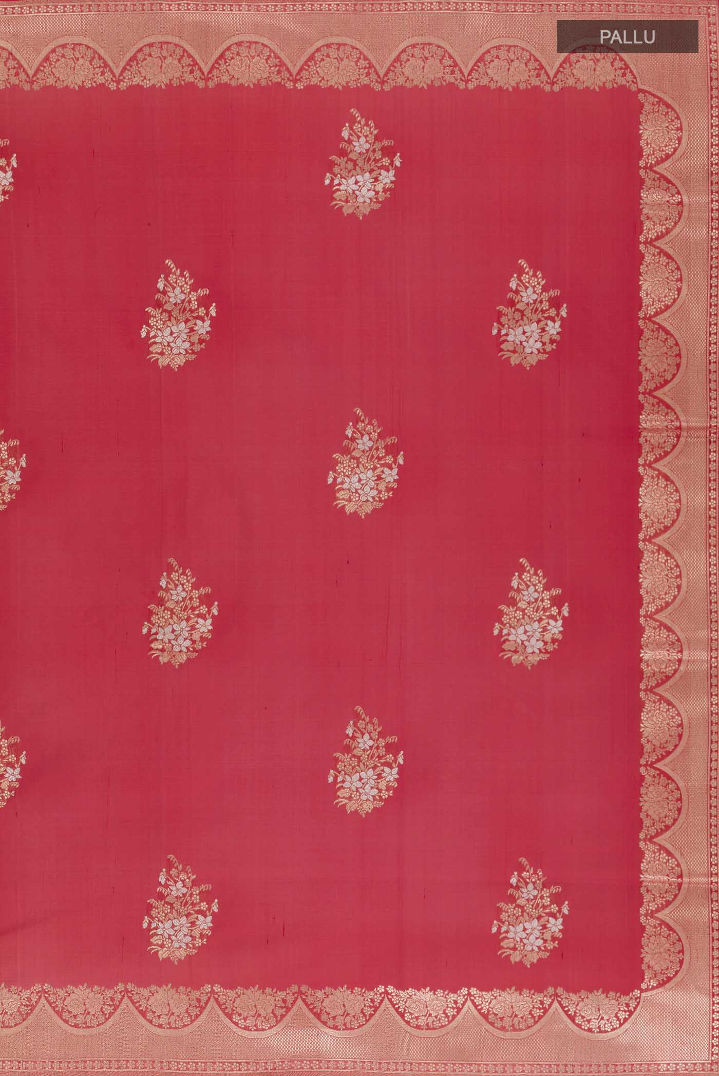Red Banarasi Silk Saree - Image 7